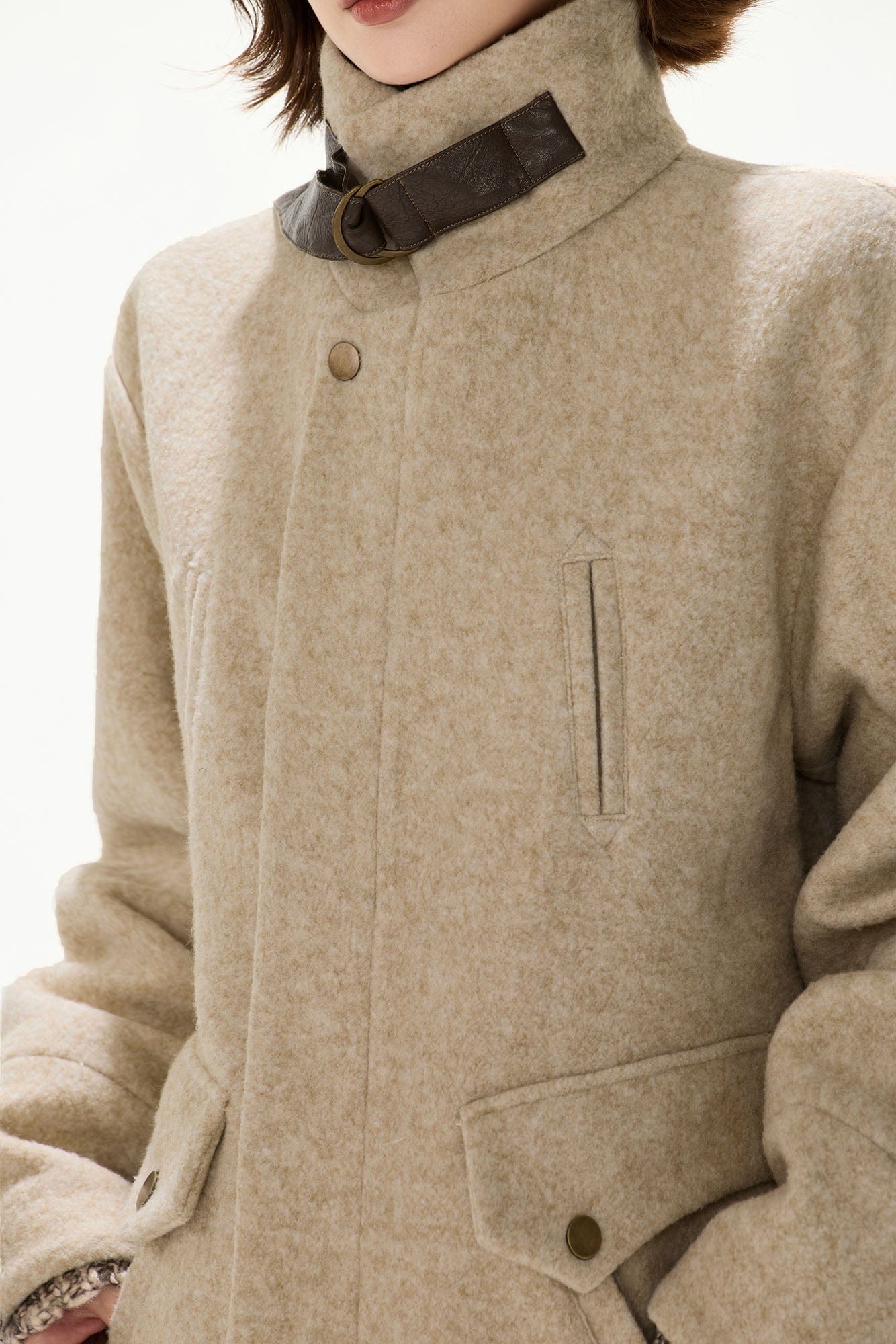 CYNR Contrast Trim Wool-Blend Stitched Jacket