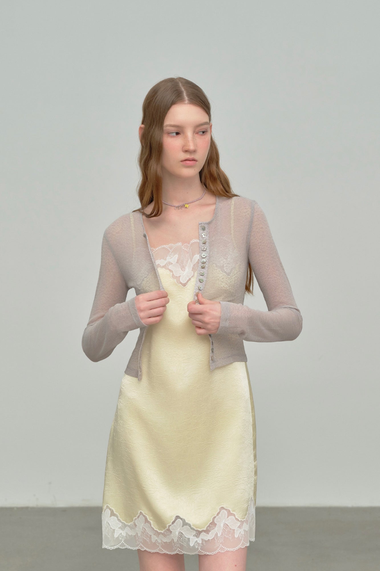 CHICCHICK Sheer Button-Up Cardigan