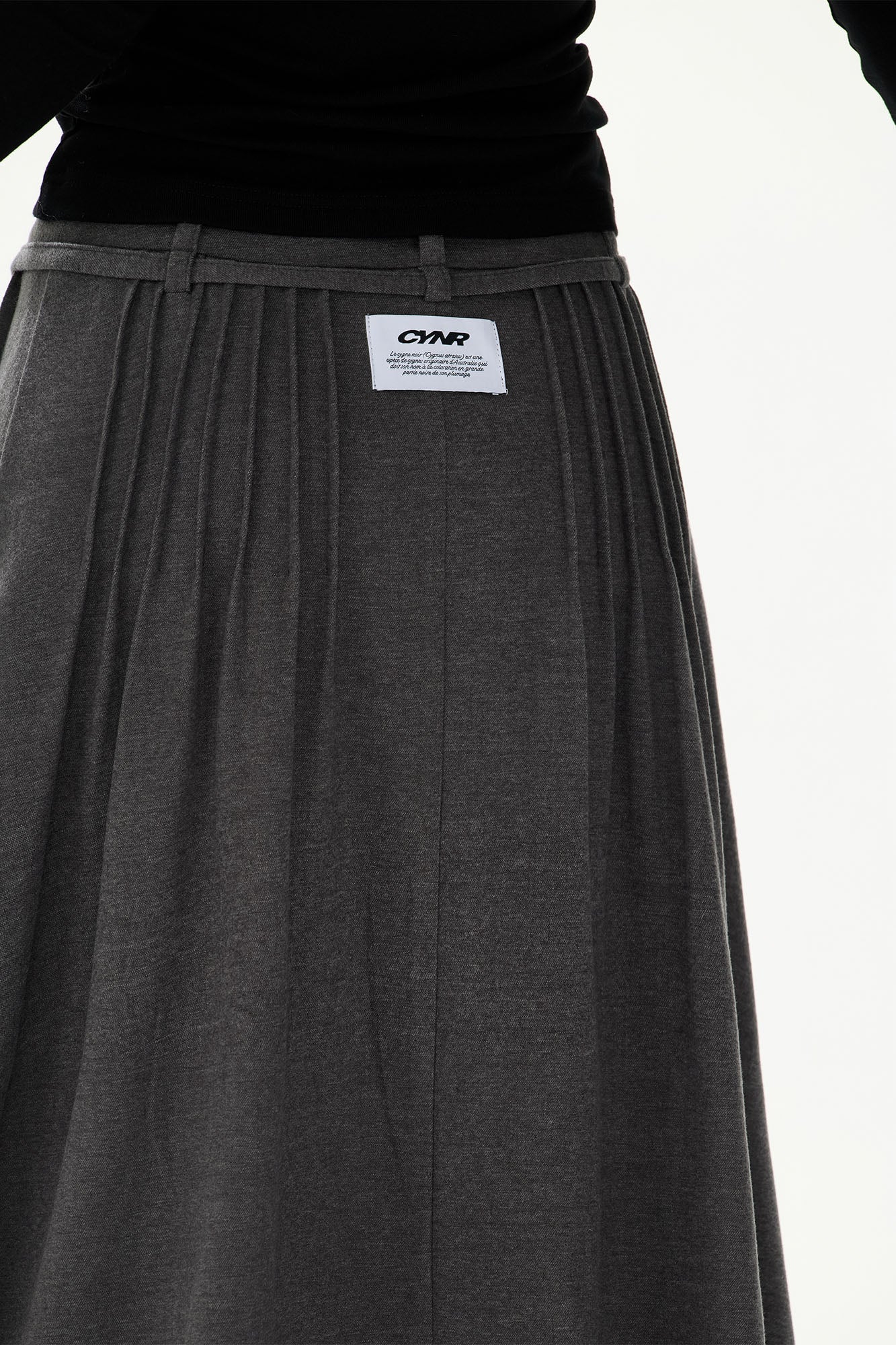 CYNR Modern Pleated Maxi Flared Skirt