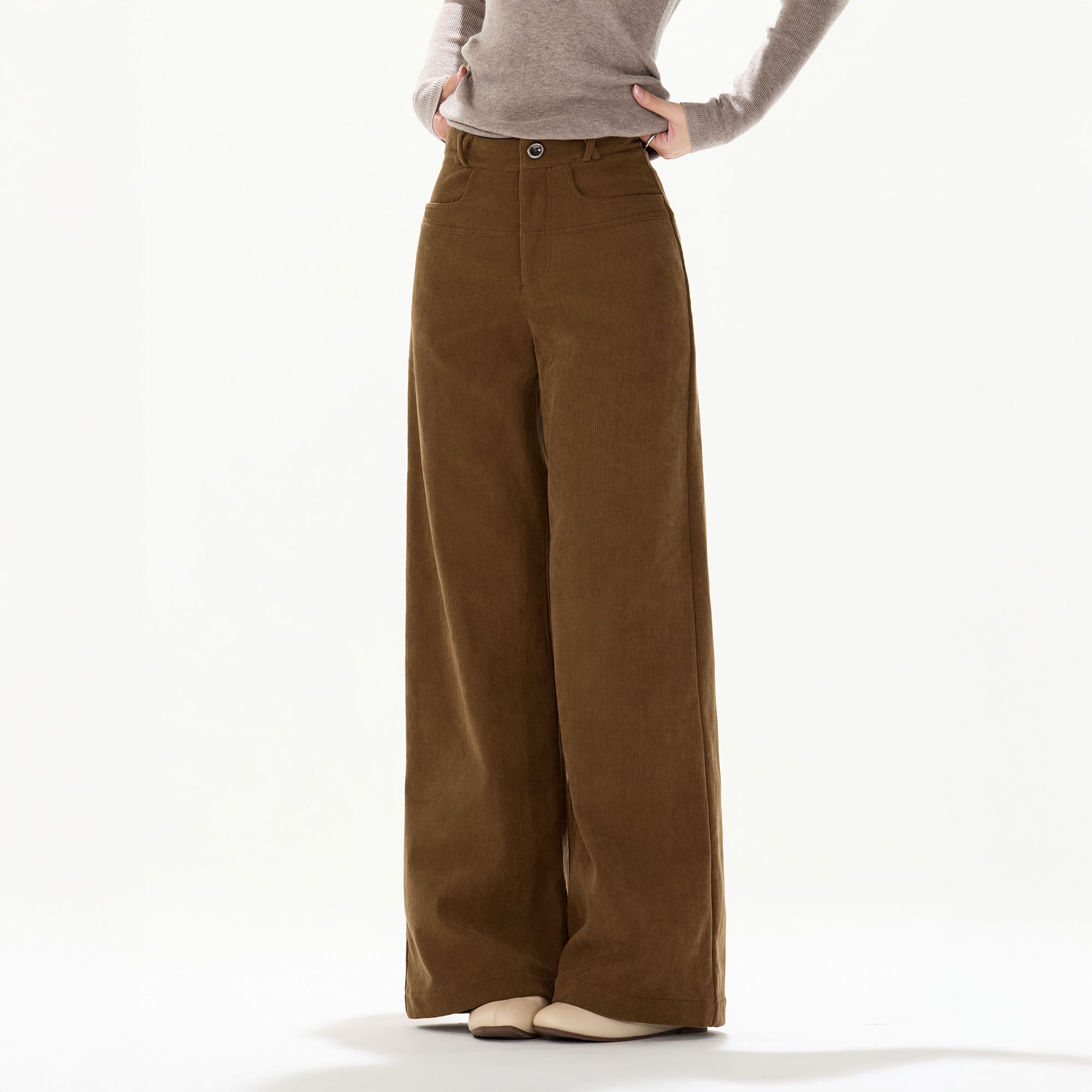 CYGNENOYR Essential Corduroy Wide-Leg Pants