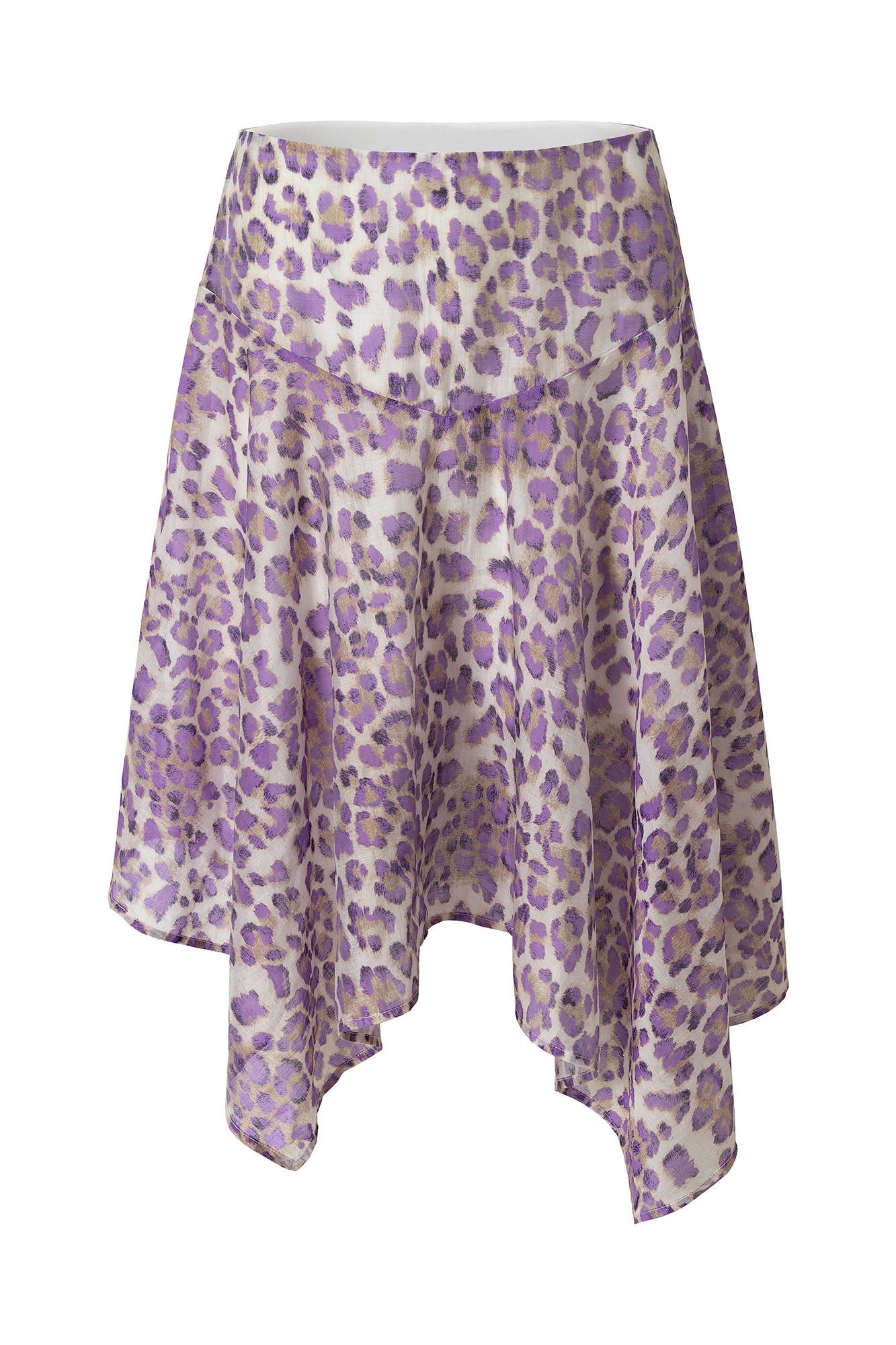 MUSE NAPS Irregular Leopard Print Flowy Midi Skirt