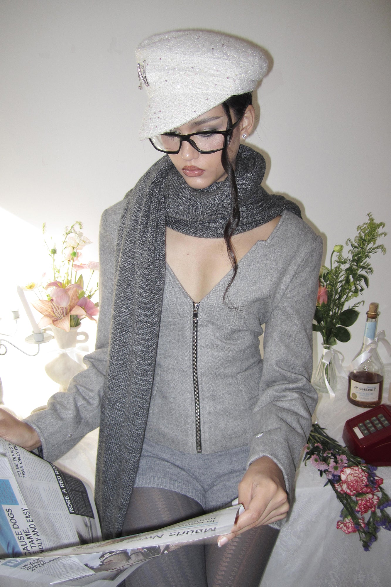 NEVER OFFEND L ANGEL Detachable Trim V-Neck Blazer