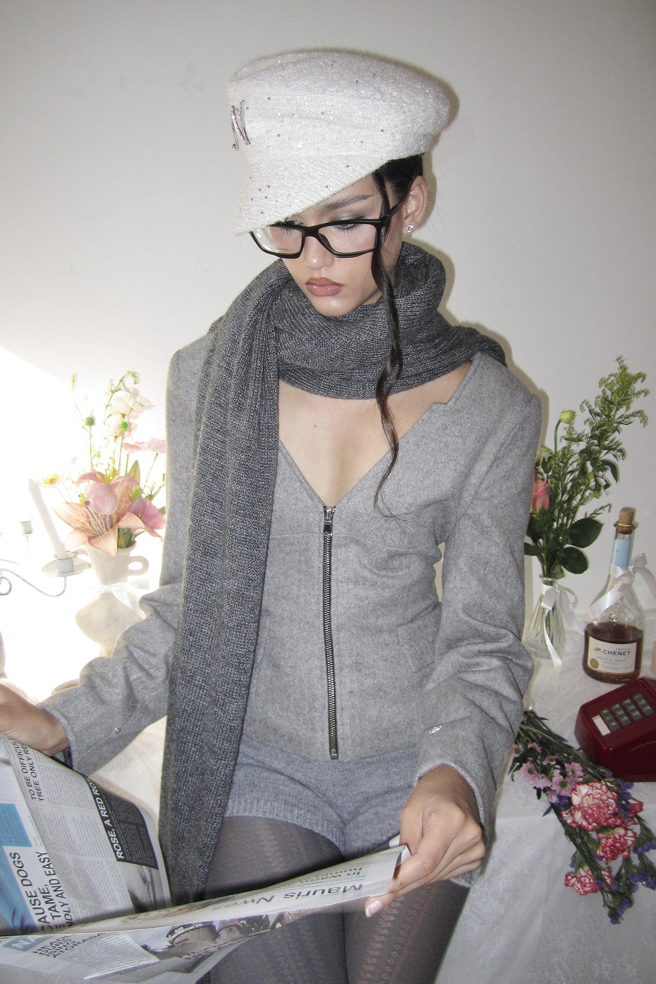 NEVER OFFEND L ANGEL Detachable Trim V-Neck Blazer