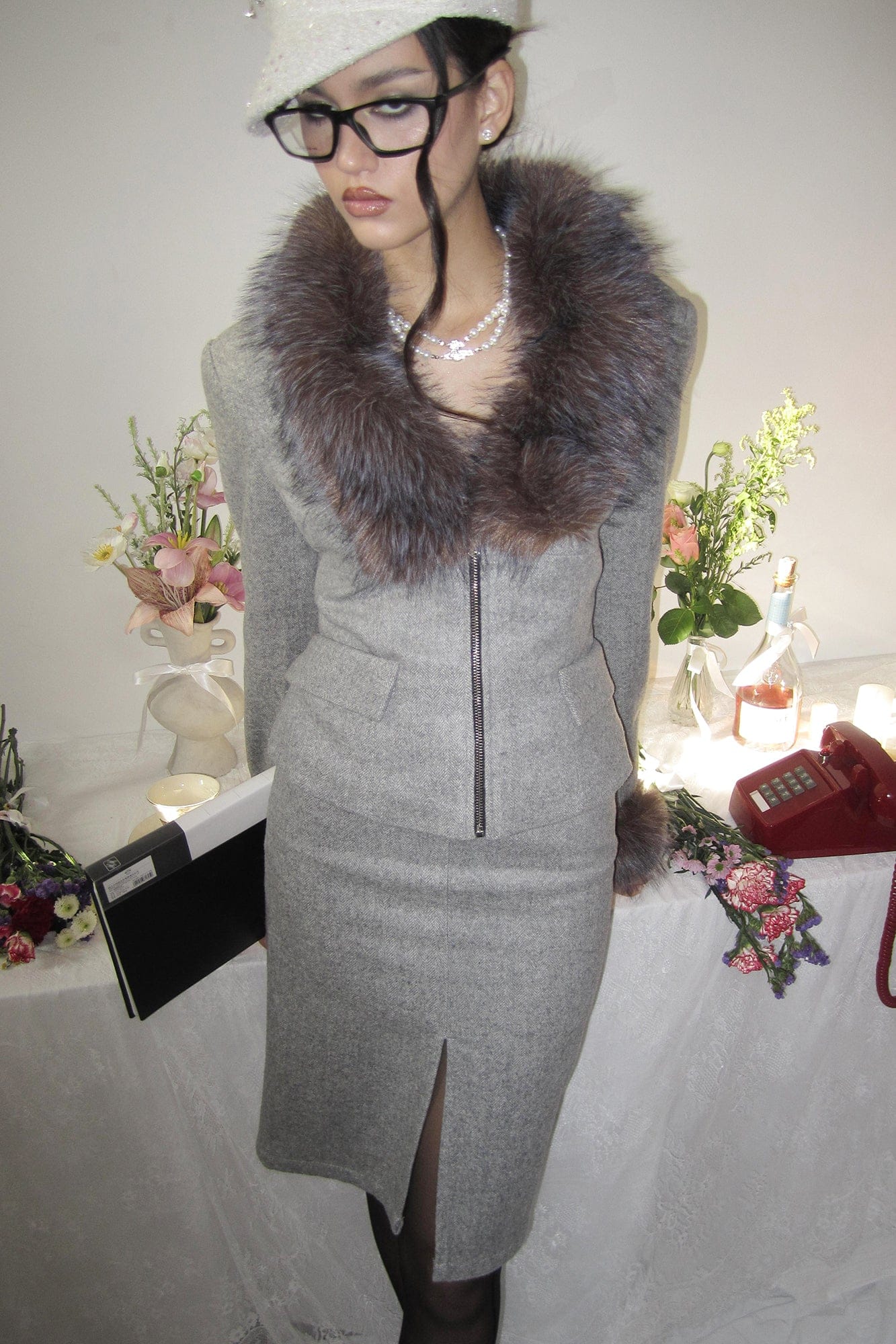 NEVER OFFEND L ANGEL Front-Slit Pencil Skirt