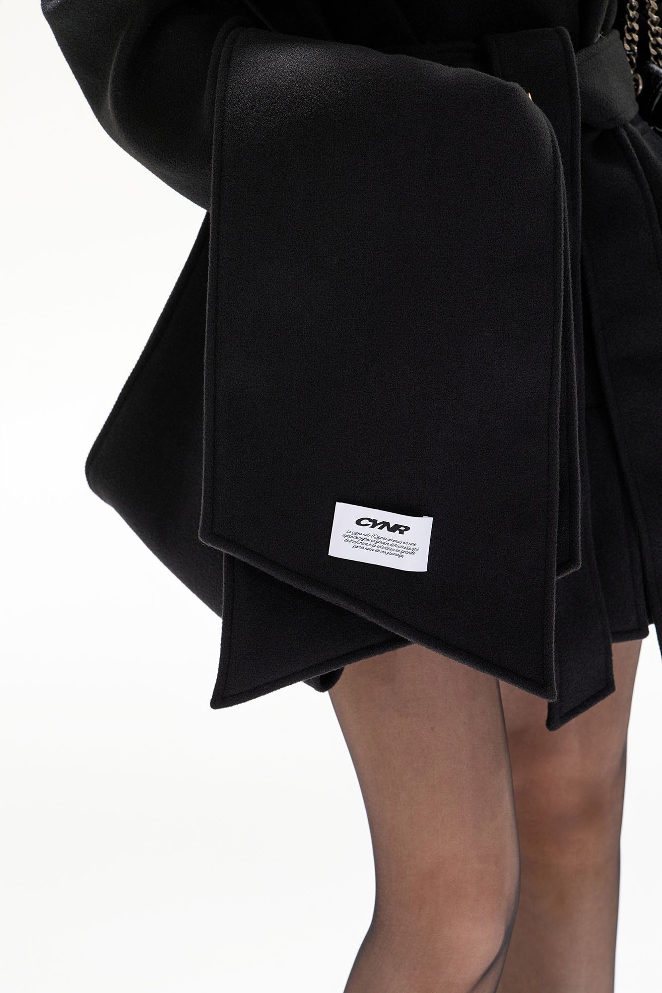 CYGNENOYR Military Belted High-Neck Mini Trench Coat