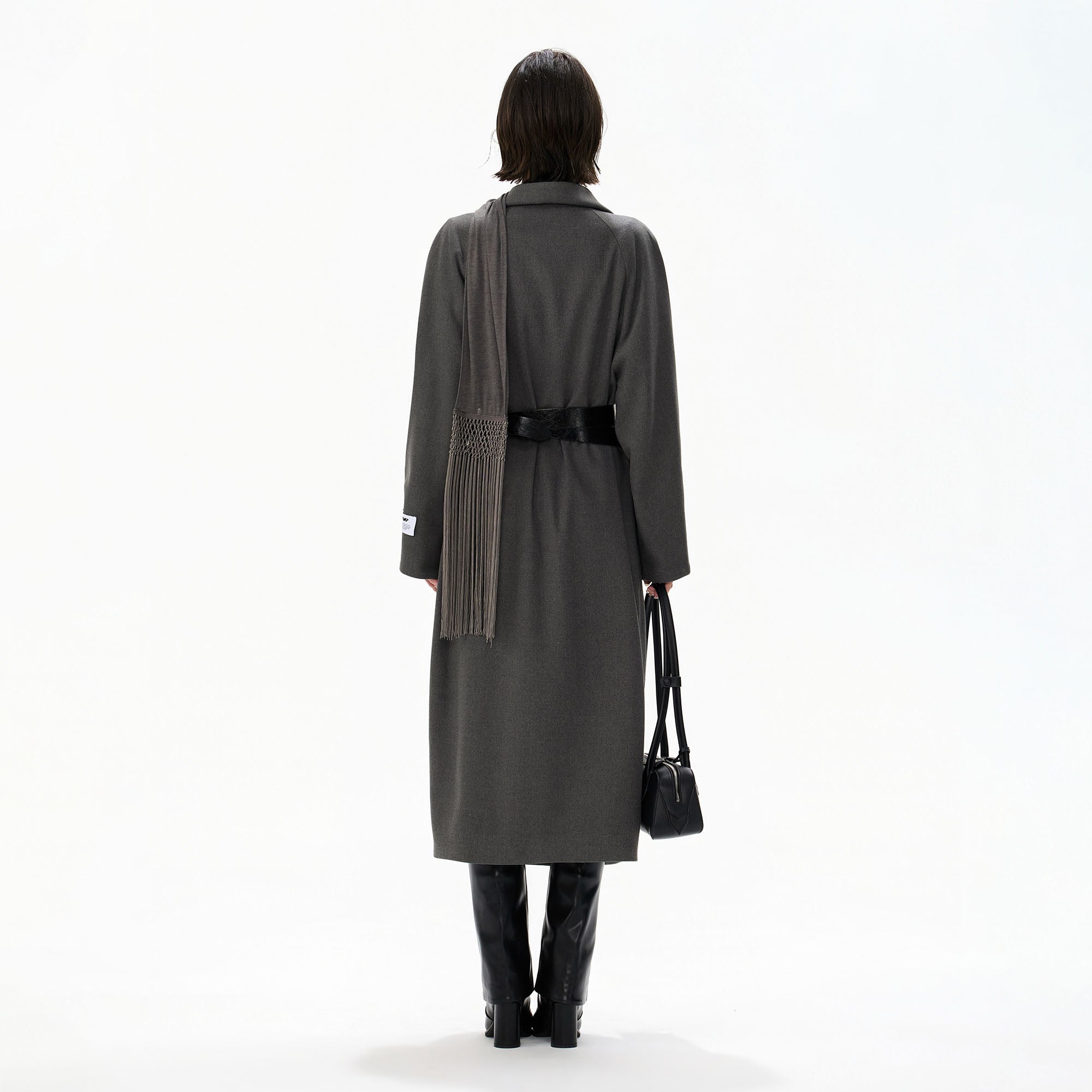 CYNR Draped Lapel Double-Breasted Coat