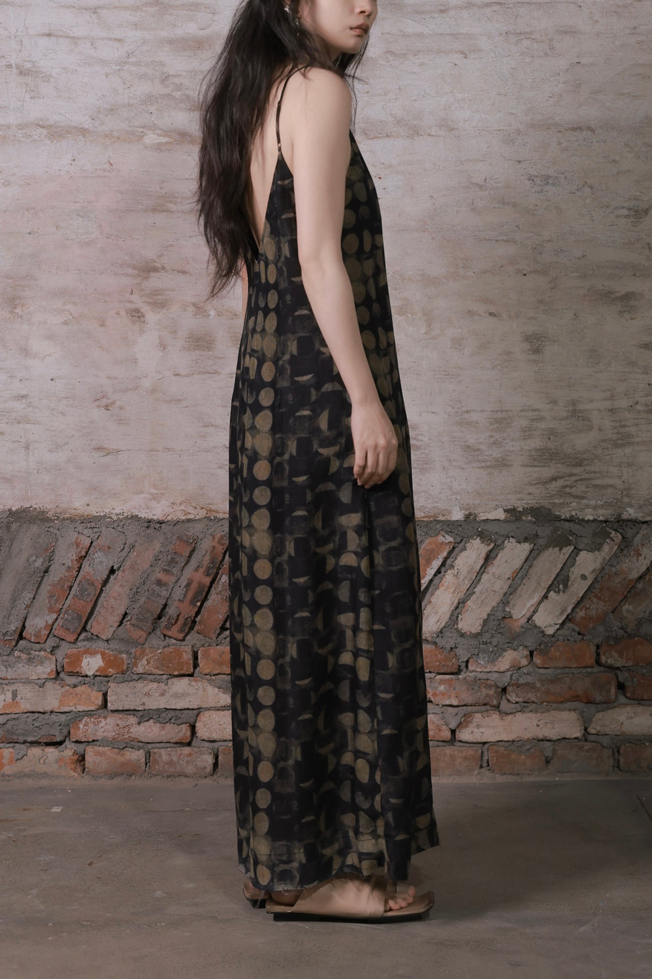 INCH LIM Polka-Dot Open Back Slip Dress