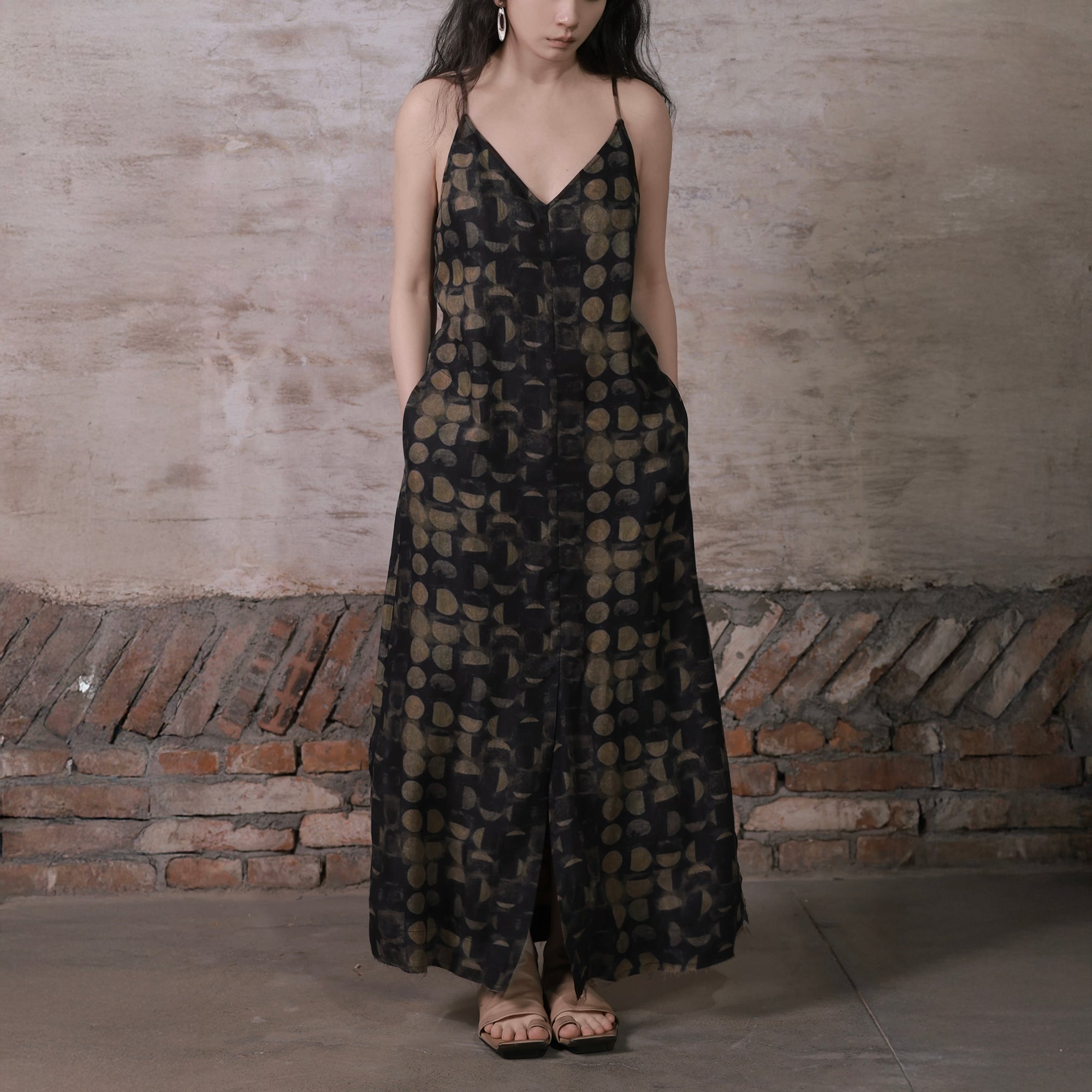 INCH LIM Polka-Dot Open Back Slip Dress