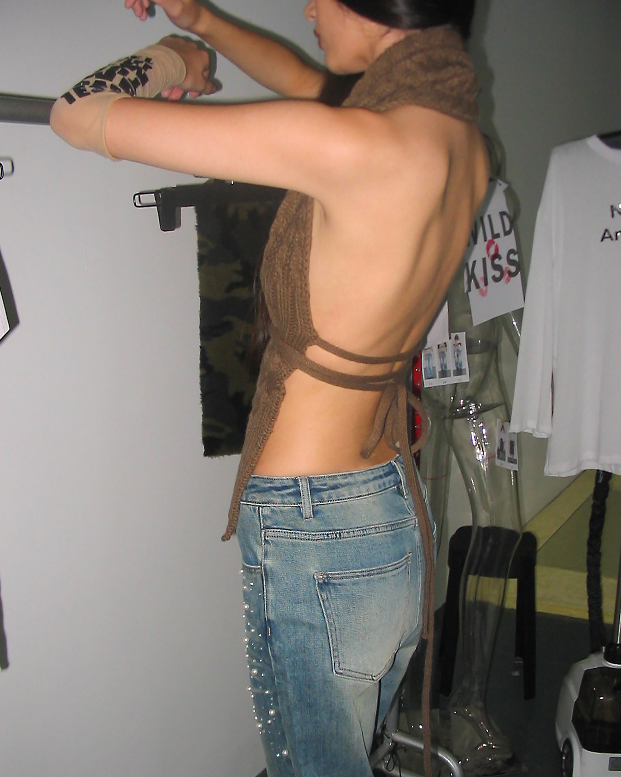 NEVER OFFEND L ANGEL Convertible Cable Knit Halter Vest