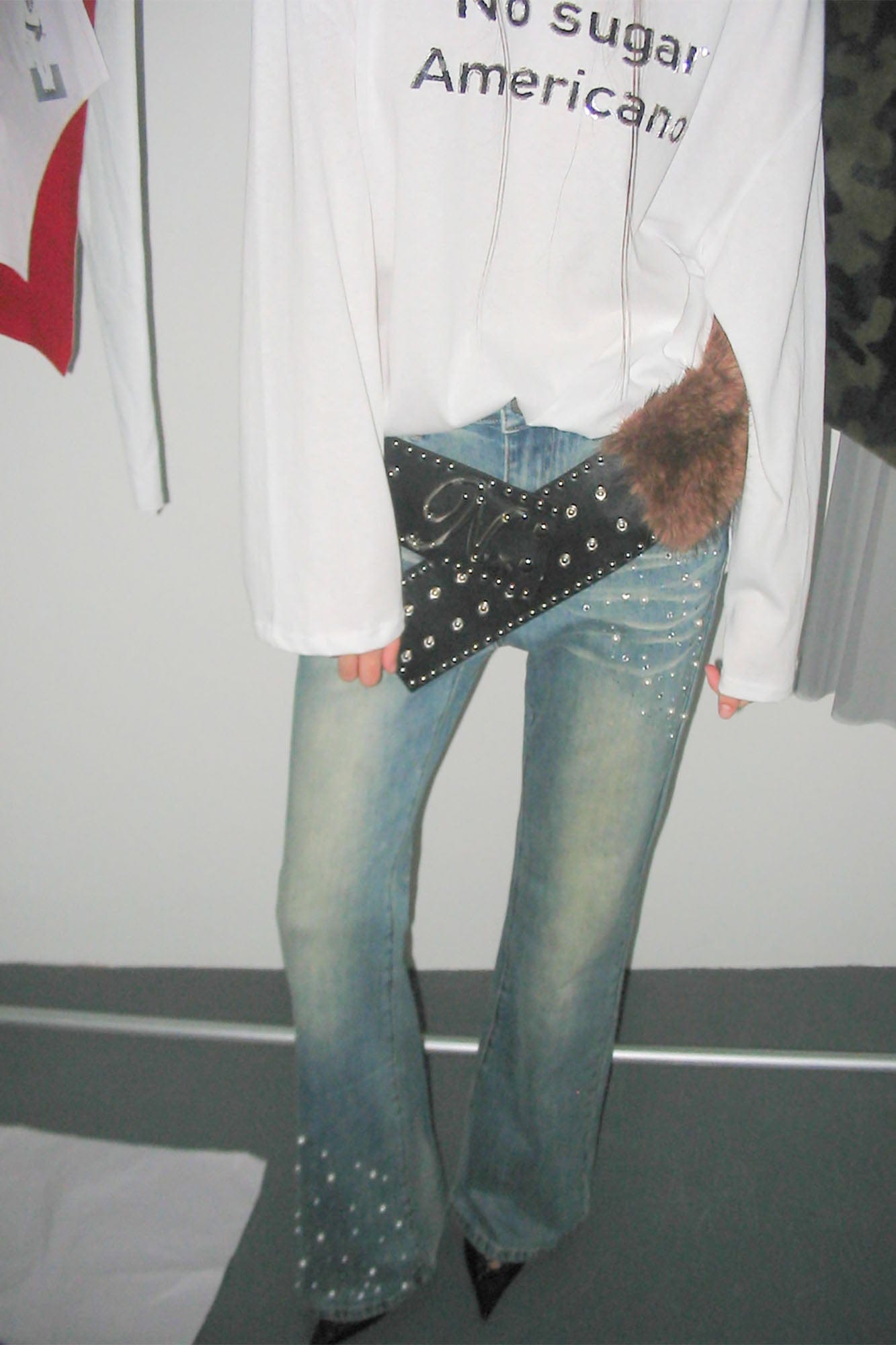 NEVER OFFEND L ANGEL Pearl-Embellished Washed Straight-Leg Jeans