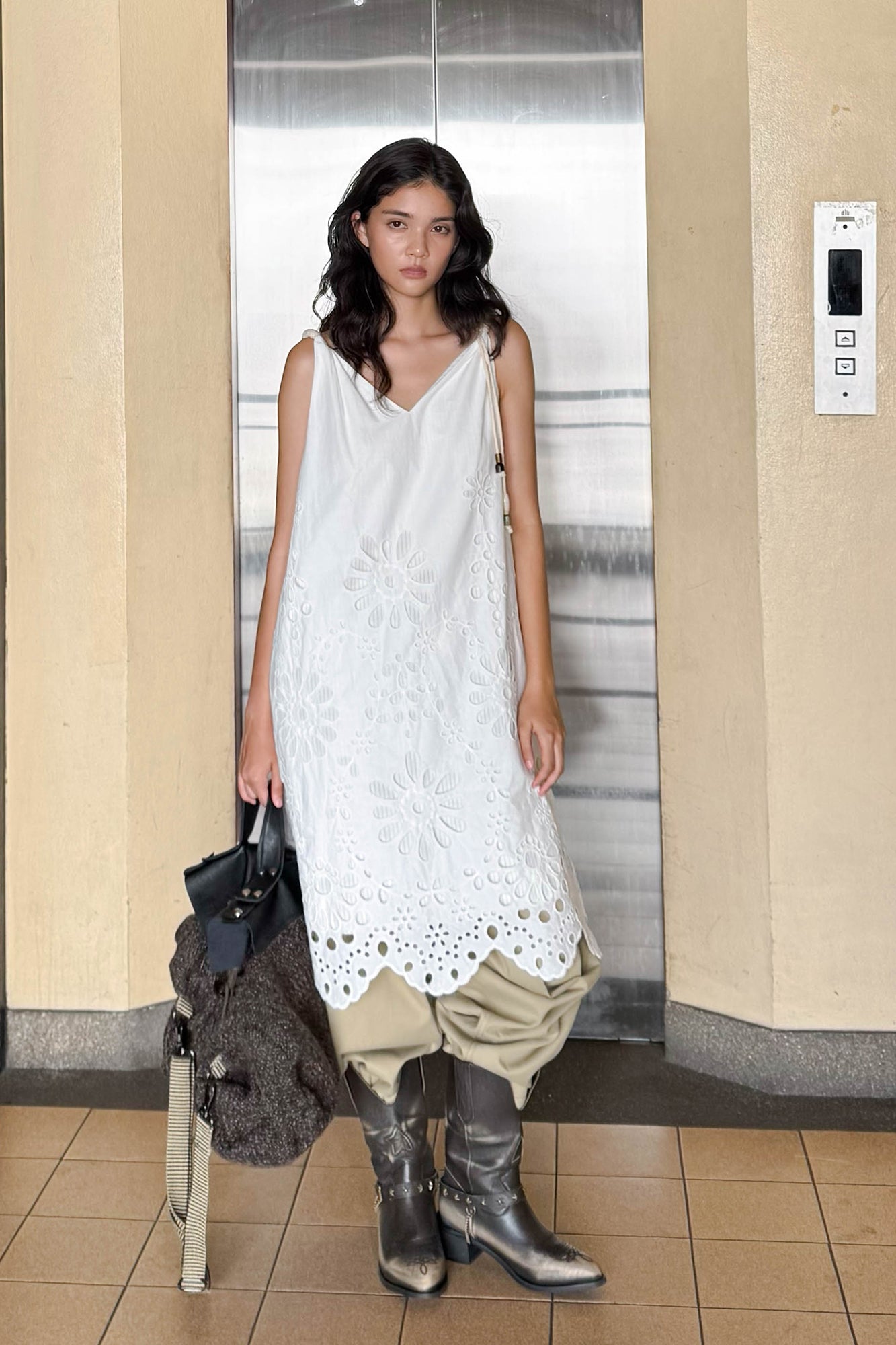 JIUWU PARK Reversible Floral Eyelet Slip Dress