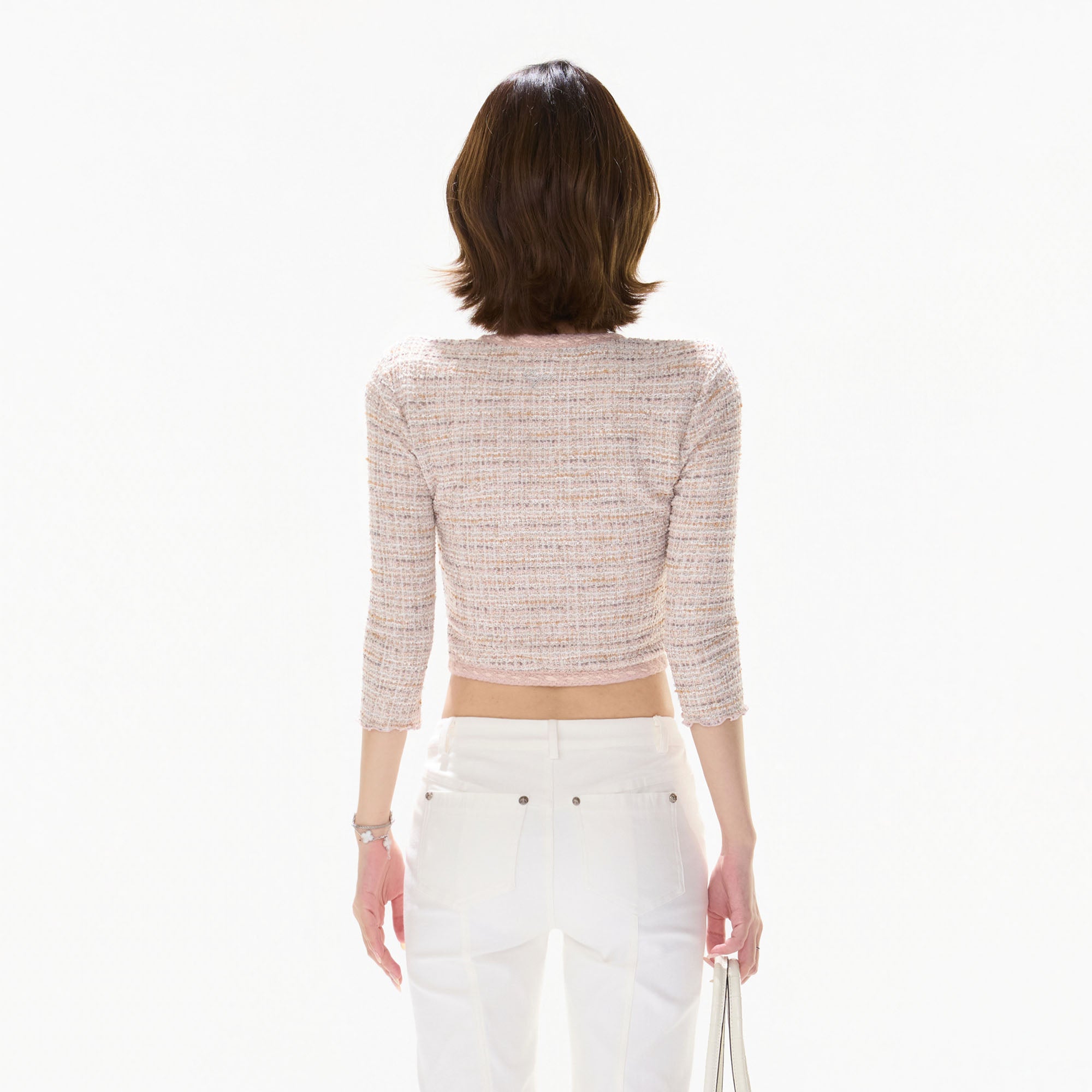 CYNR Bouclé Cropped Cardigan