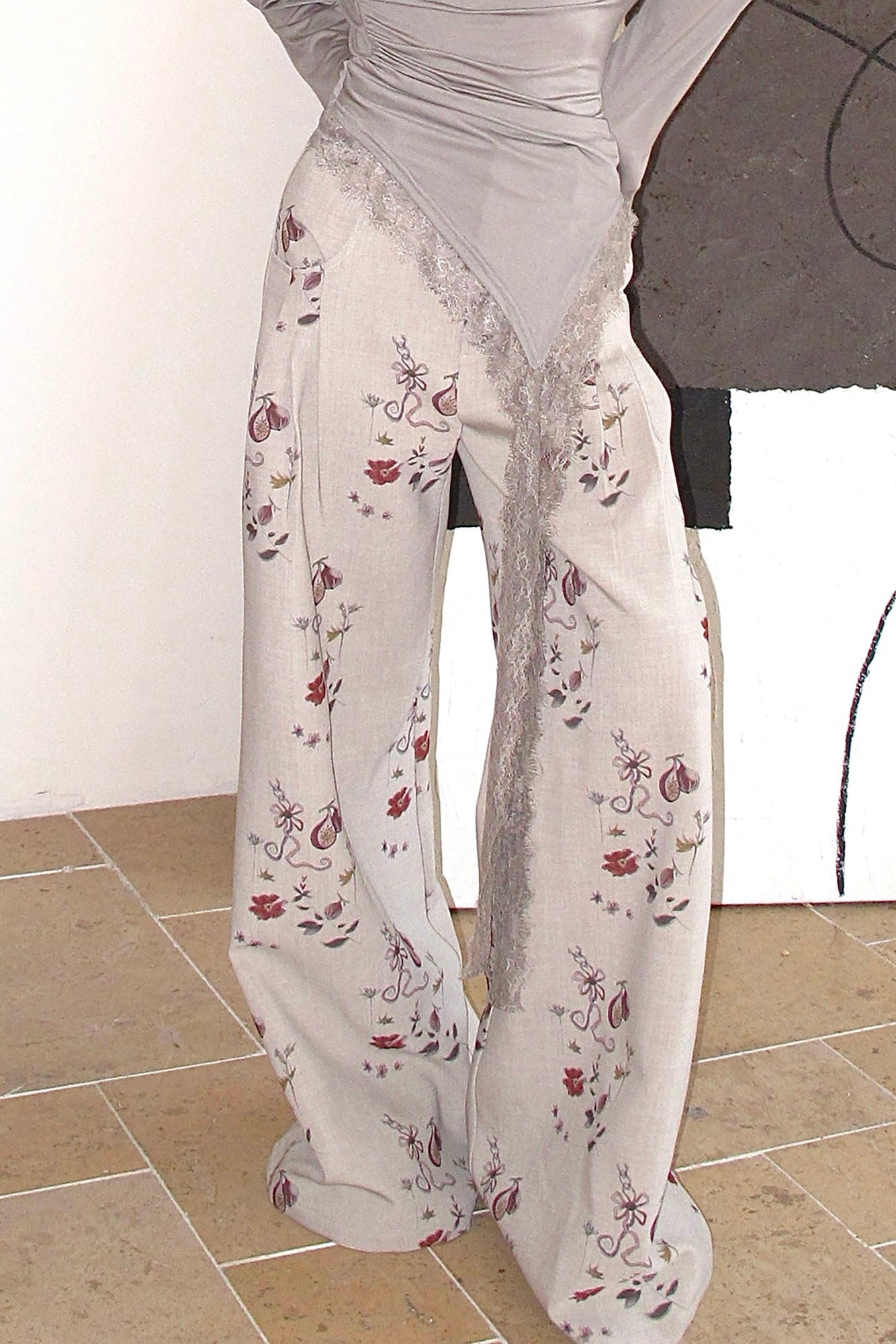 WHYNOTDANCE Full-Print Pleats Wide-Leg Trousers