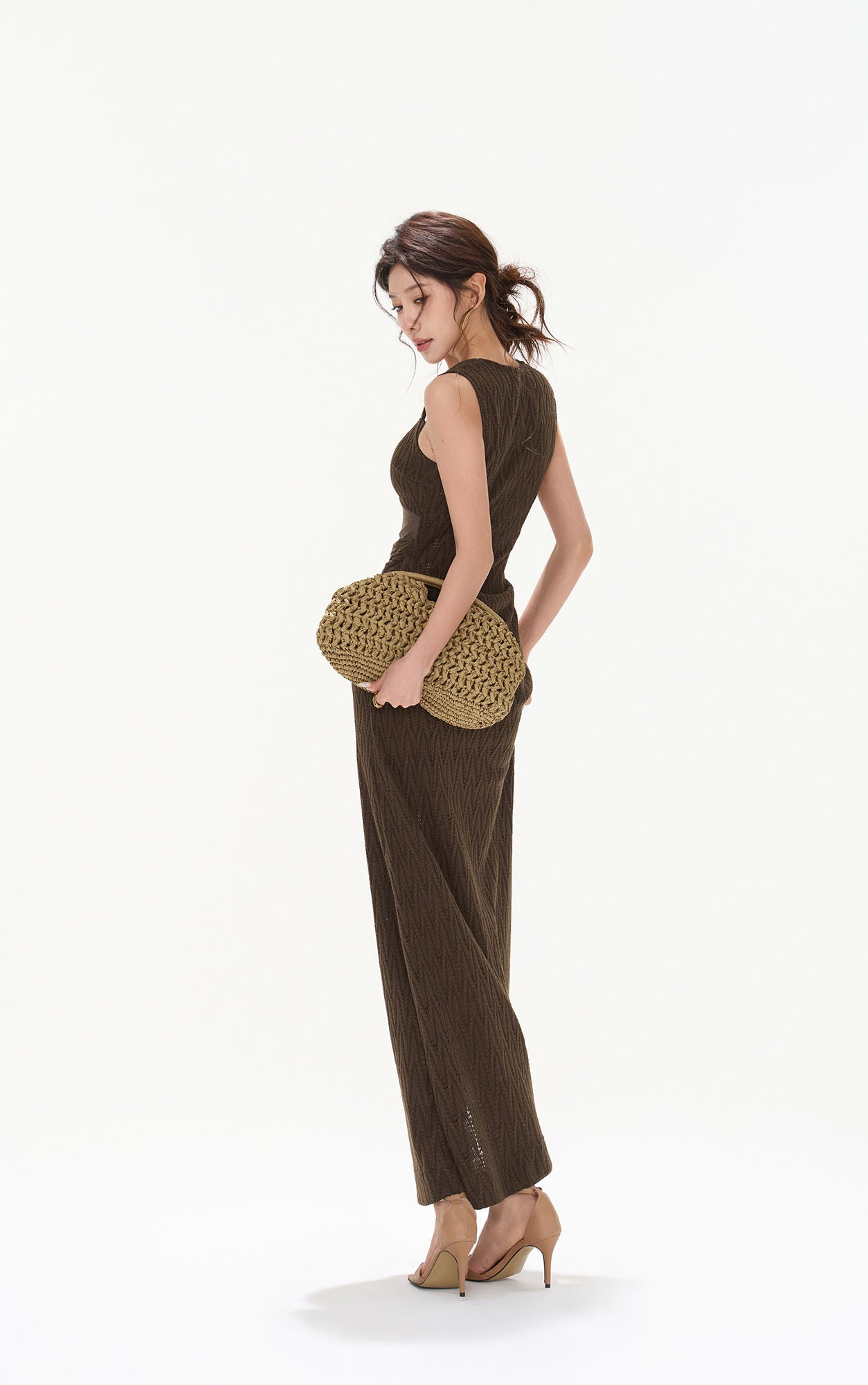 CYNR Mesh Panel Knit Maxi Dress