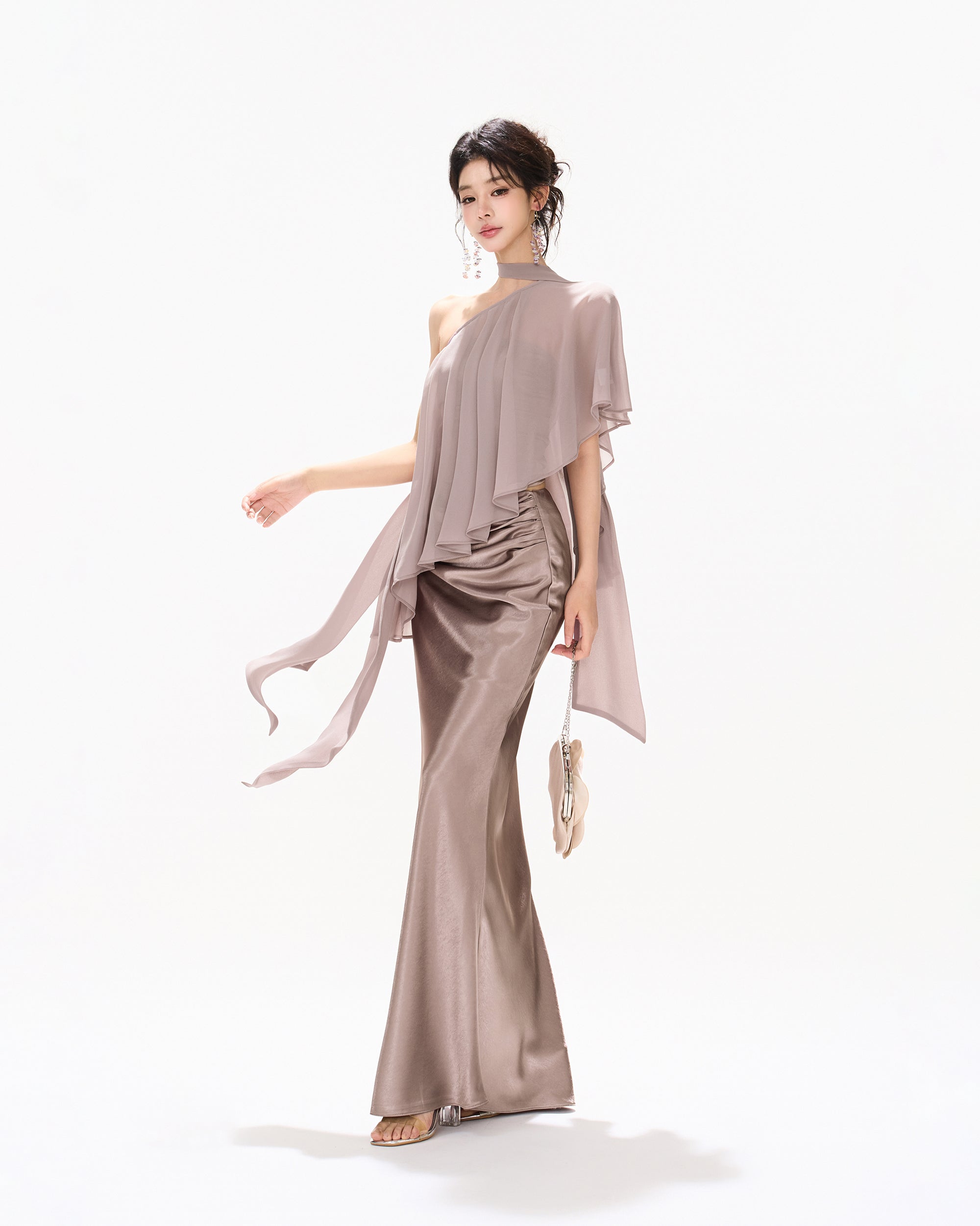 CYNR Acetate Satin Mermaid Maxi Skirt Purple