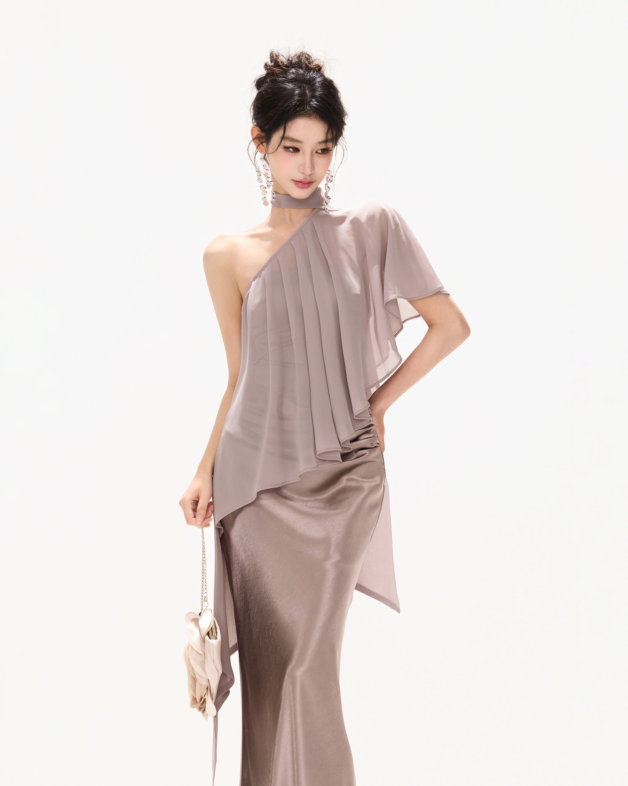 CYNR Acetate Satin Mermaid Maxi Skirt Purple