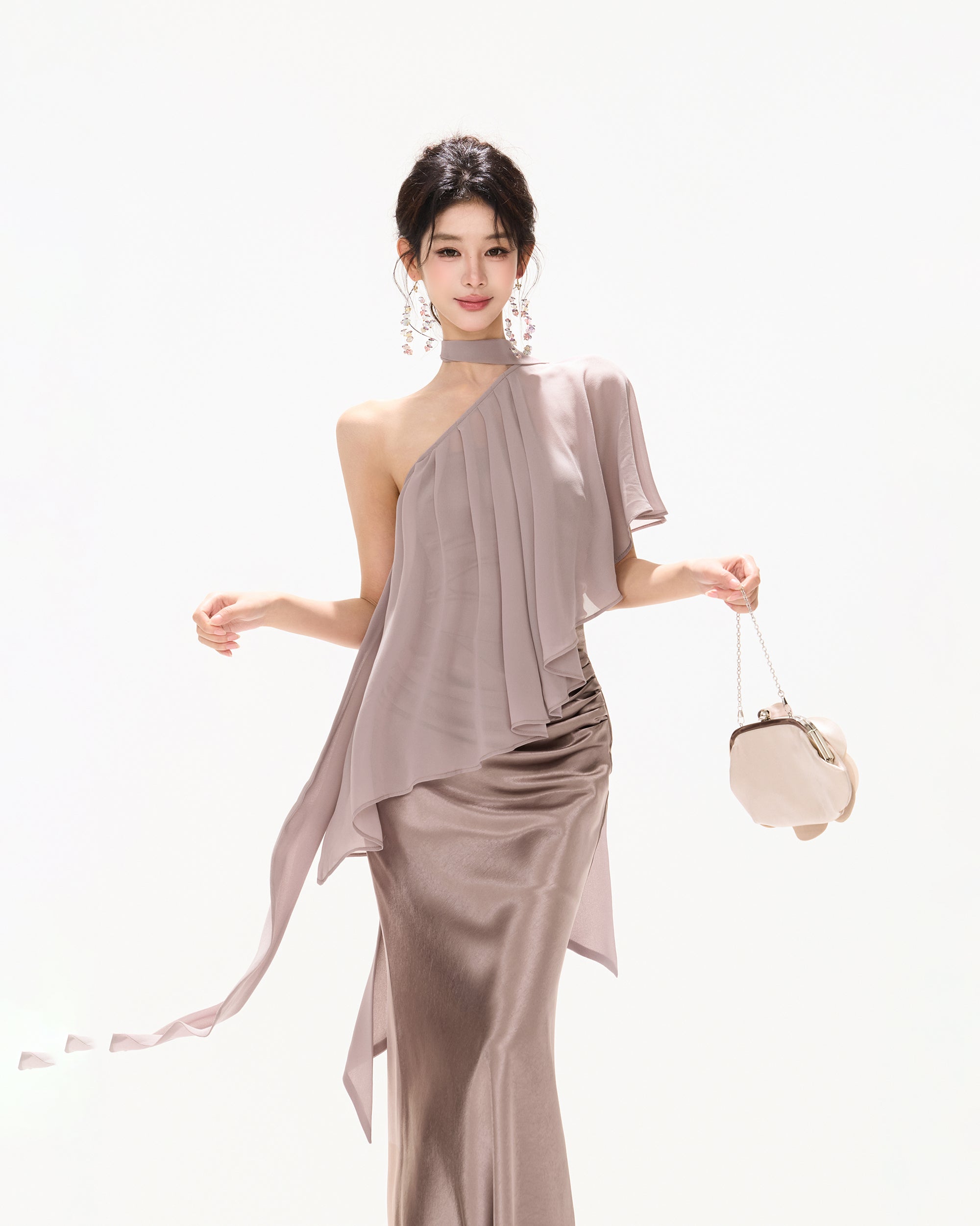 CYNR Acetate Satin Mermaid Maxi Skirt Purple