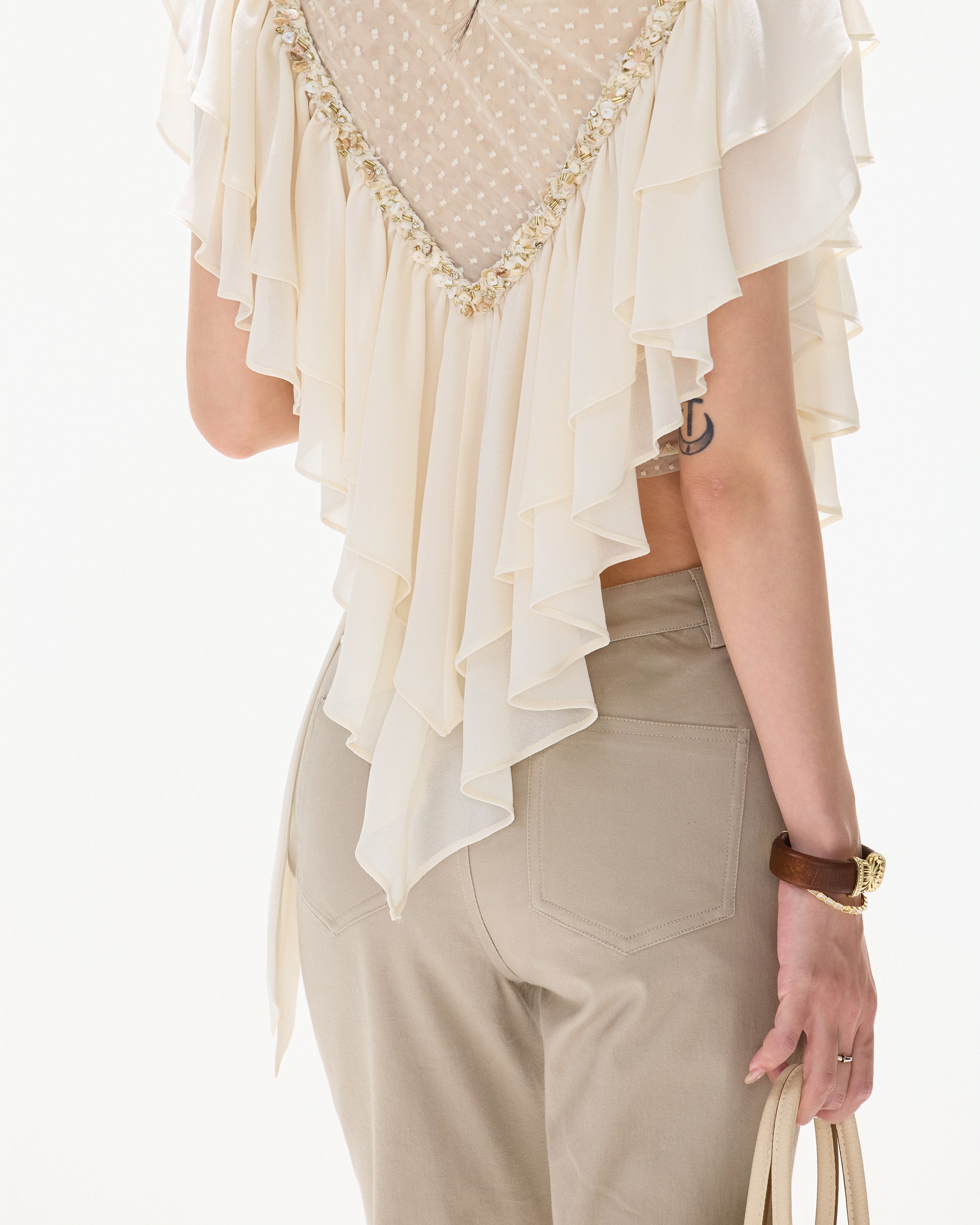 CYNR V-Cut Waist Flared Pants