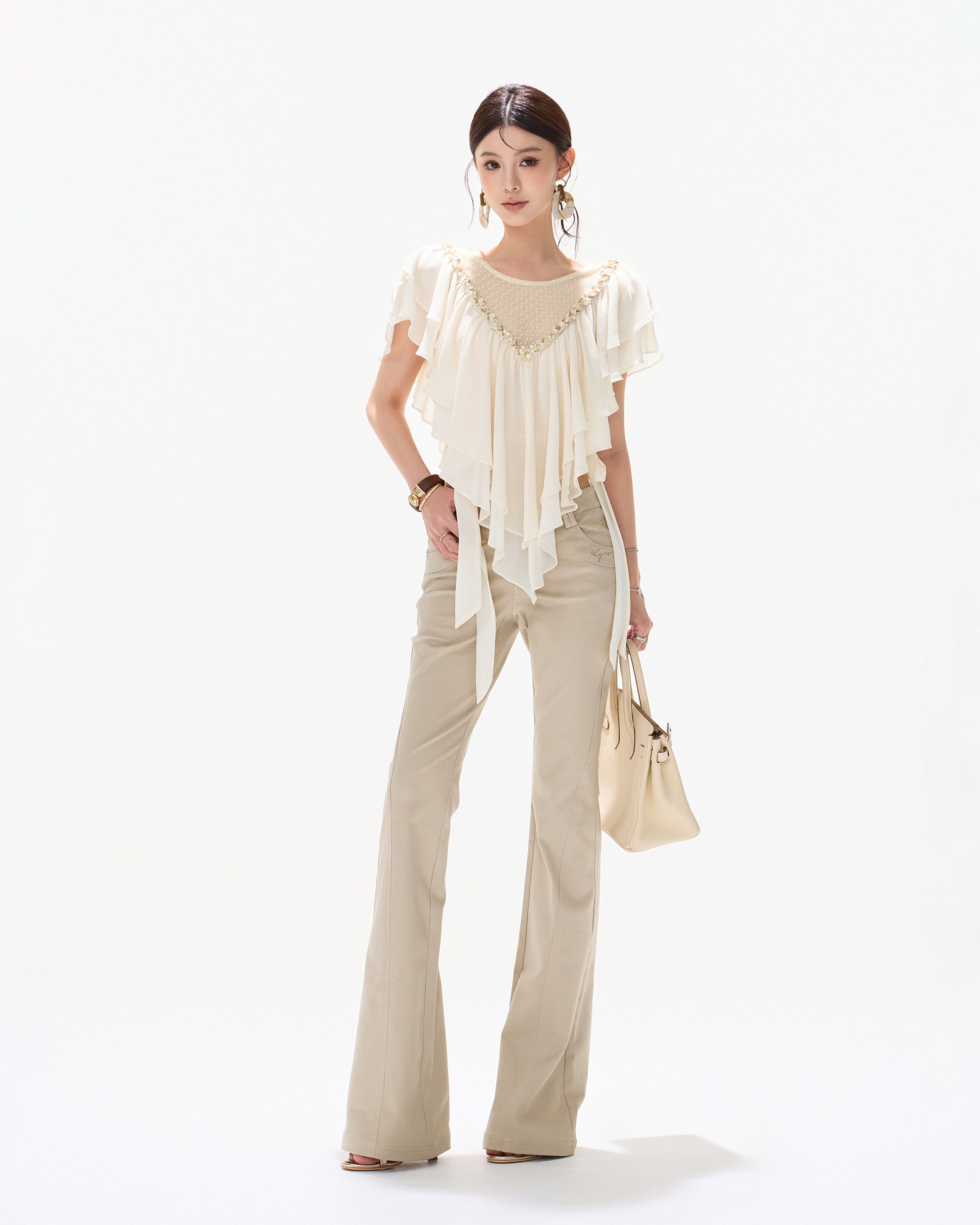 CYNR V-Cut Waist Flared Pants