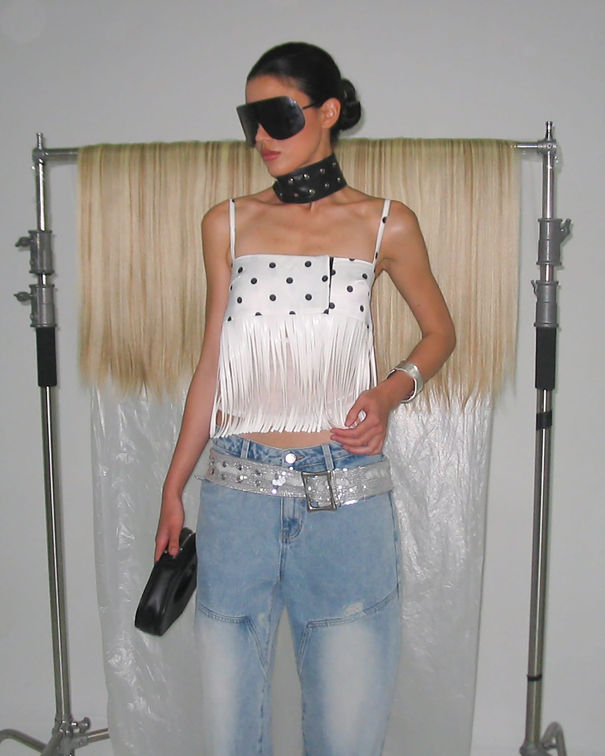 NEVER OFFEND L ANGEL Brushed Matte Silver Buckle Belt
