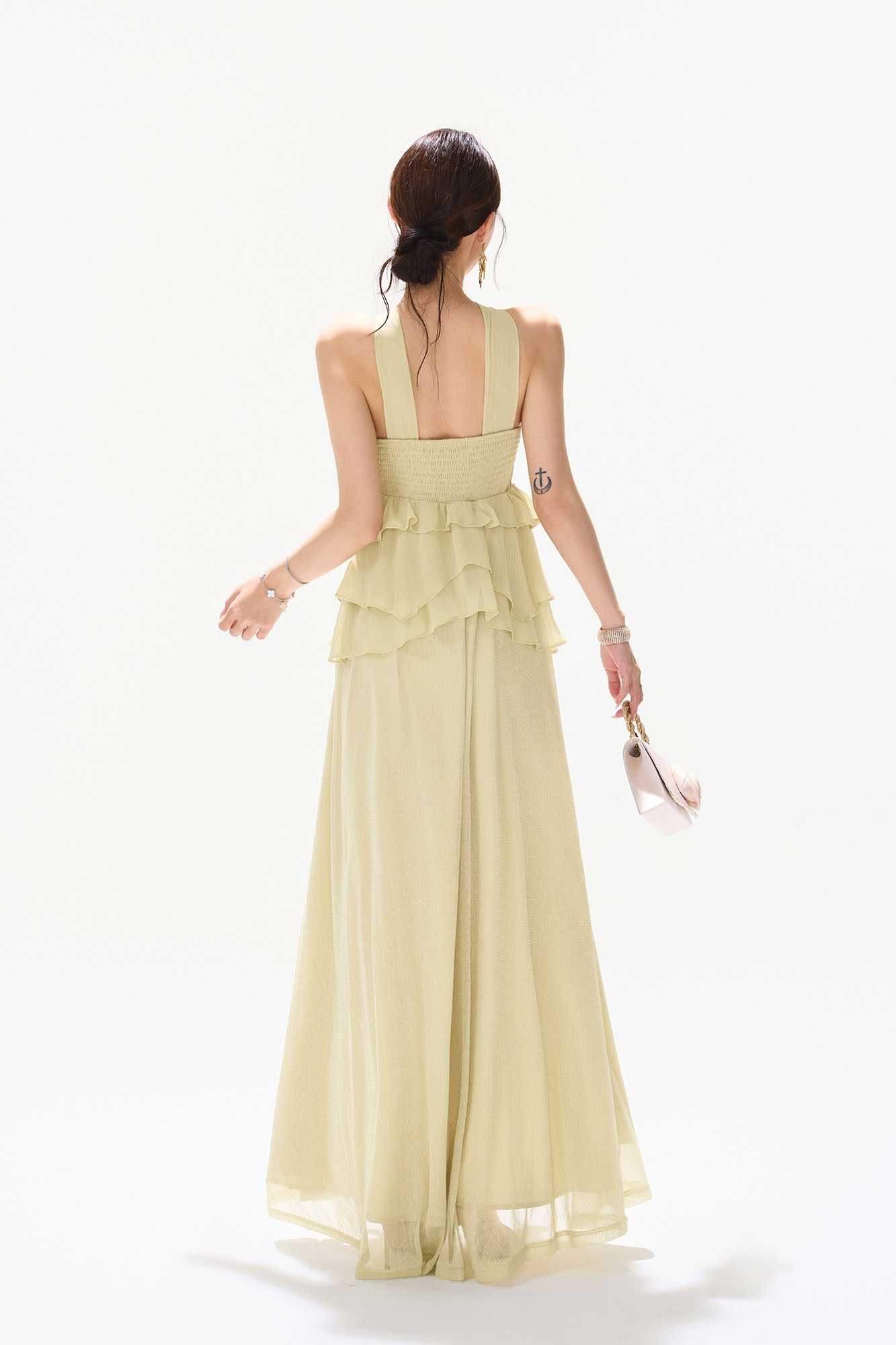 CYNR Tiered Halter Maxi Dress