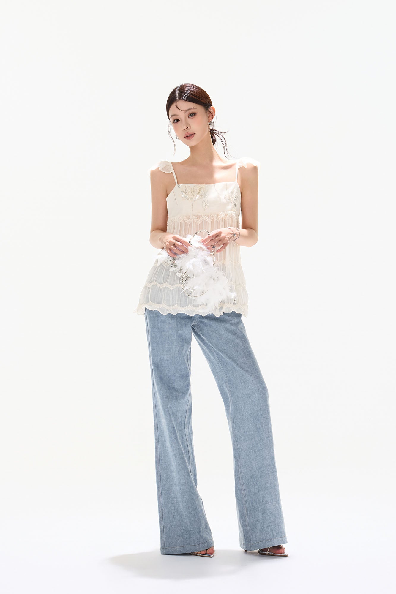 CYNR Embellished Tiered Cami Top