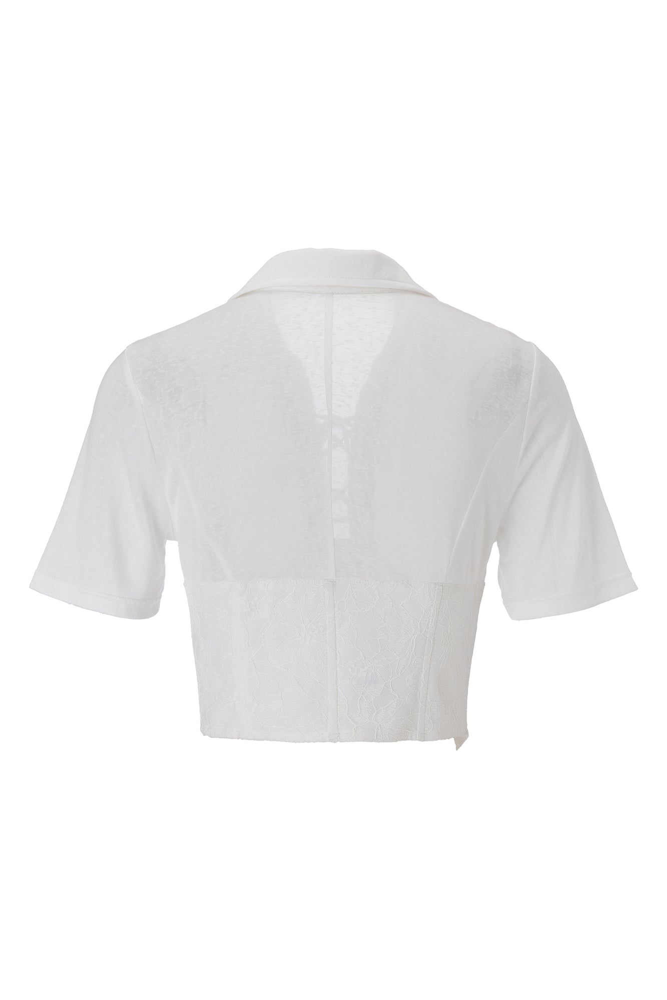 EMOHA Sheer Lace-Up Corset Half Shirt