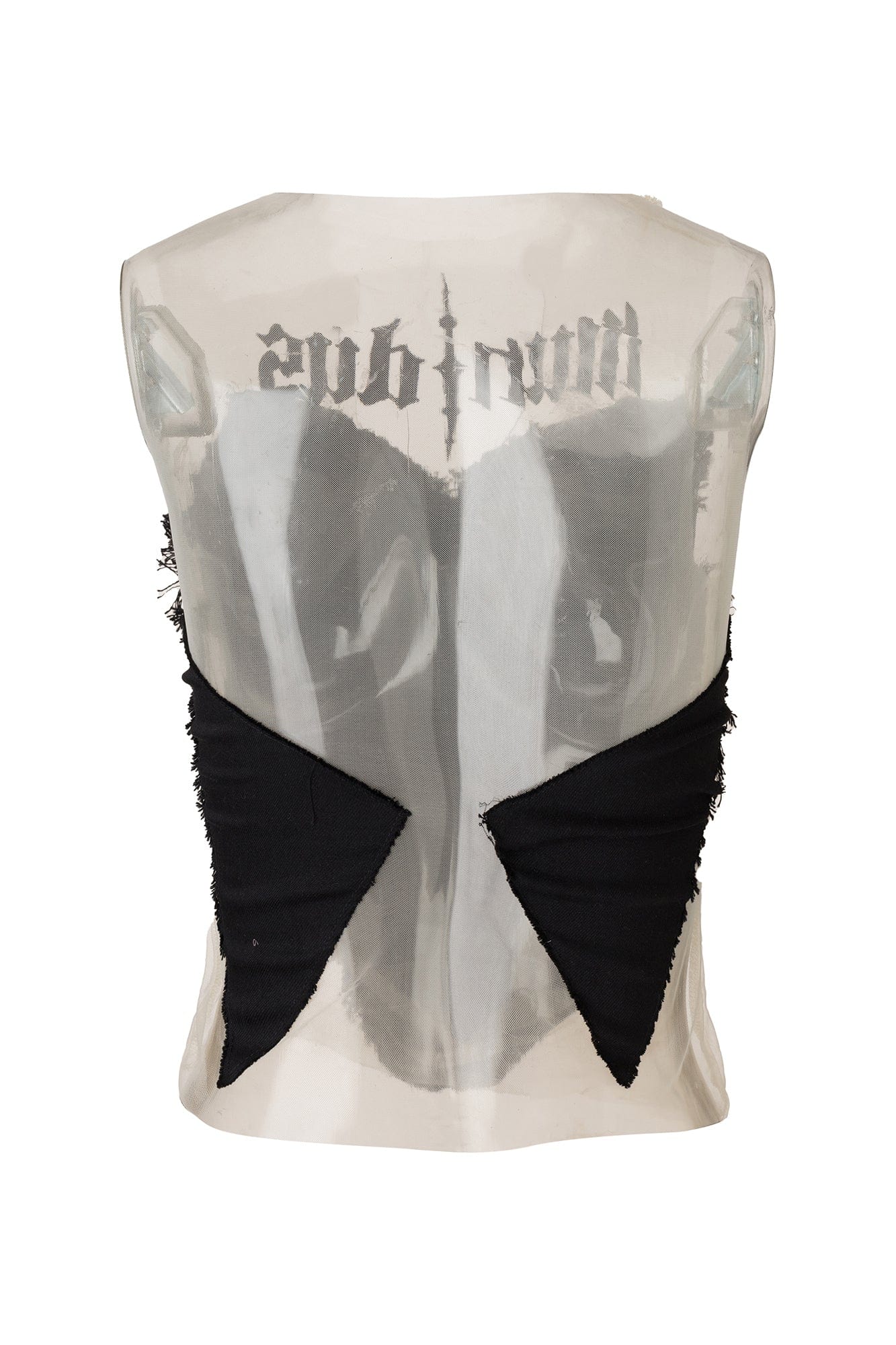 EMOHA Frayed Spliced Heart Mesh Top