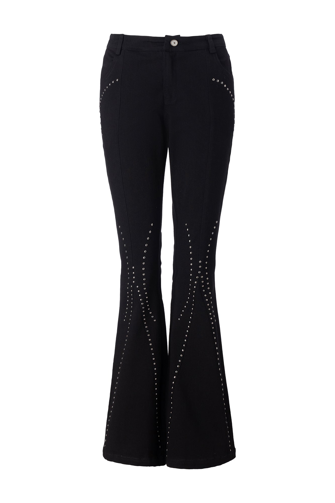 EMOHA Curve Studded Flared Jeans