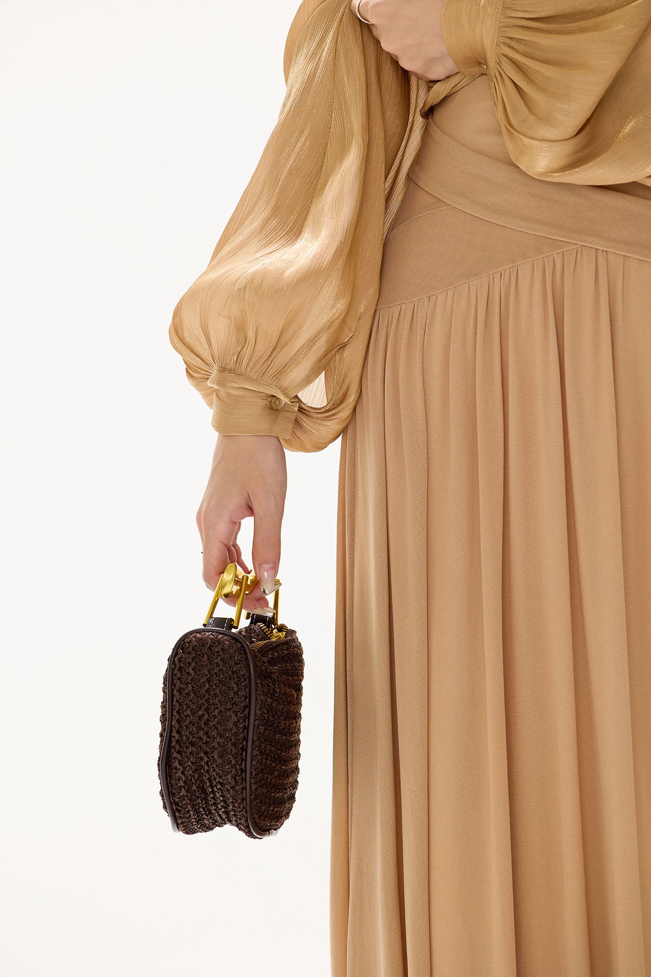 CYGNENOYR Twist-Front Off-Shoulder Chiffon Maxi Dress