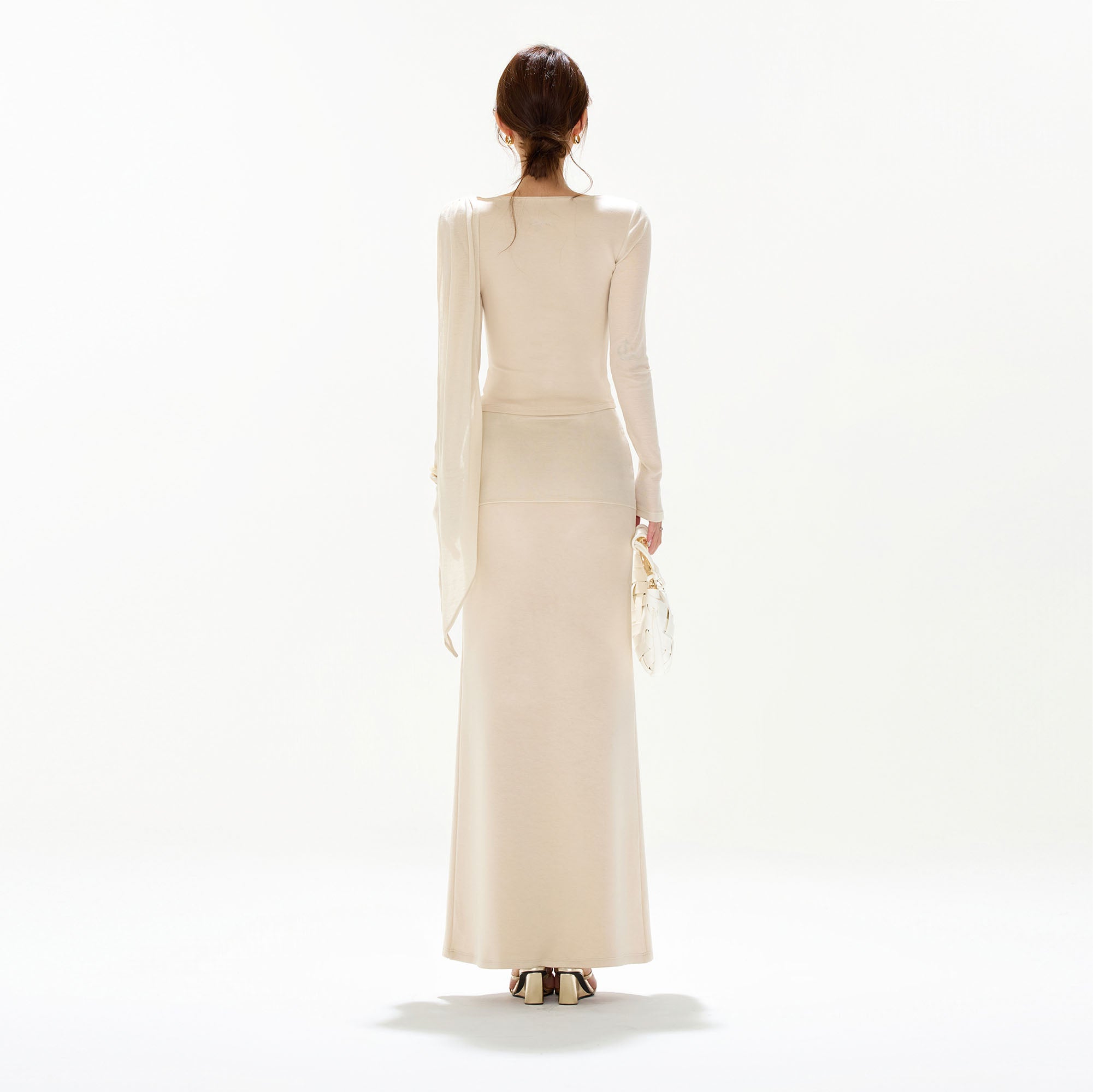 CYGNENOYR Asymmetrical Draped Knot-Front Two-Piece Set