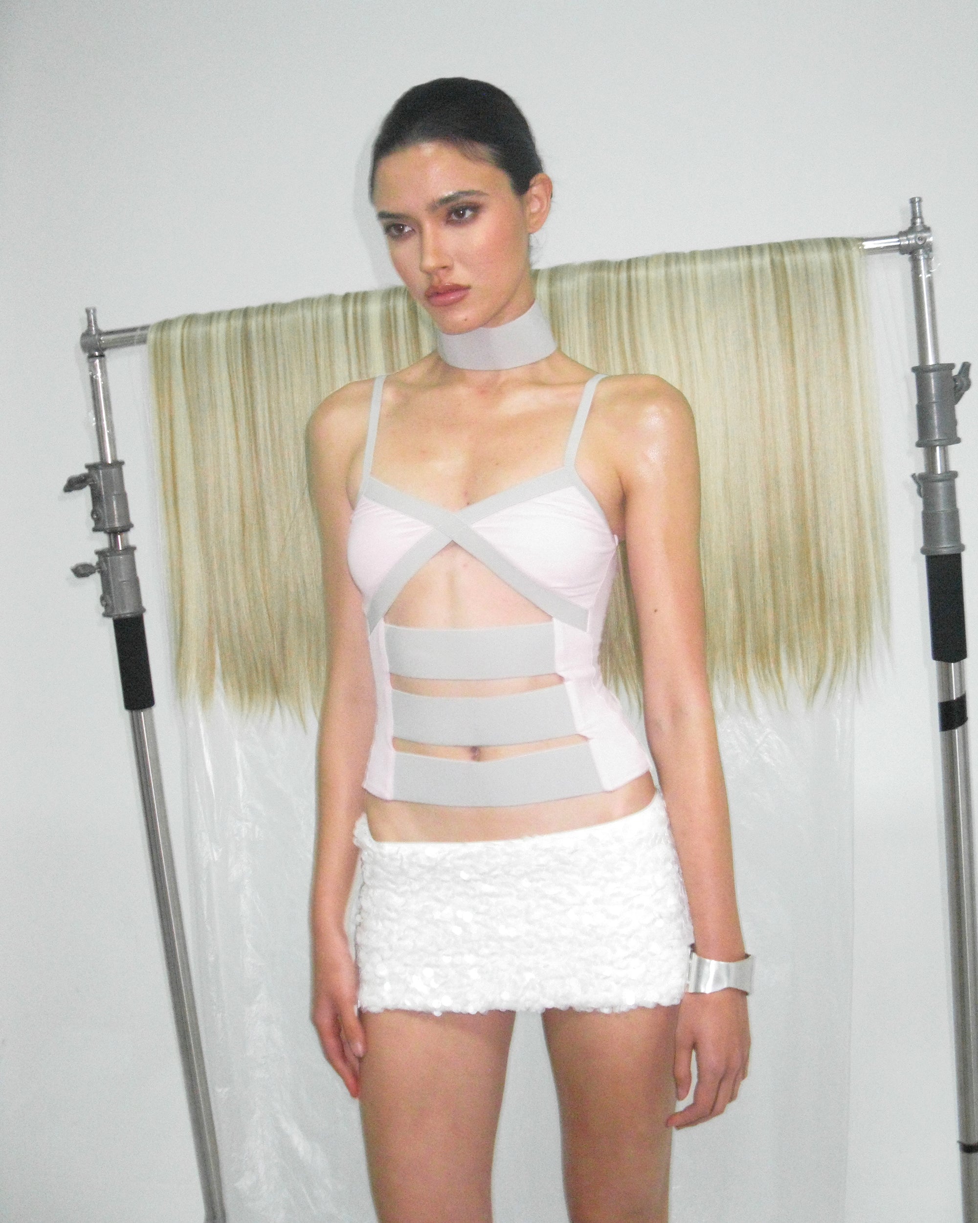 NEVER OFFEND L ANGEL Bandage Panel Cutout Cami Top
