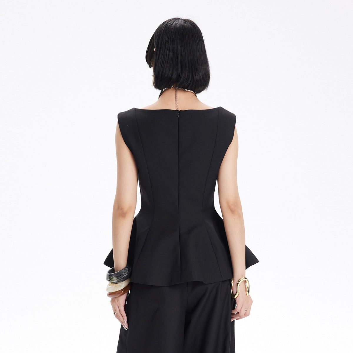 TINY IN STUDIO Sculptural Flared-Hem Tank Top