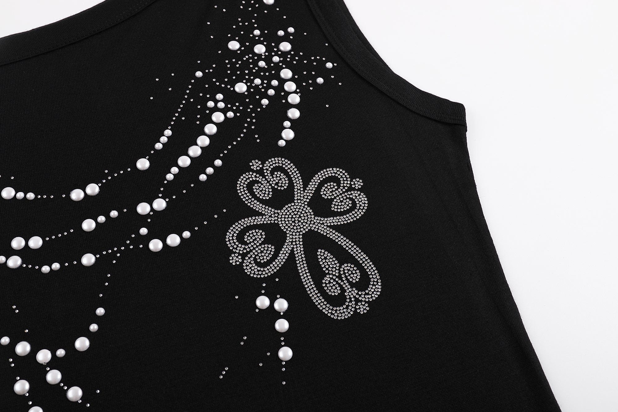 FAYCHUI Asymmetrical Pearl Studded Tank Top