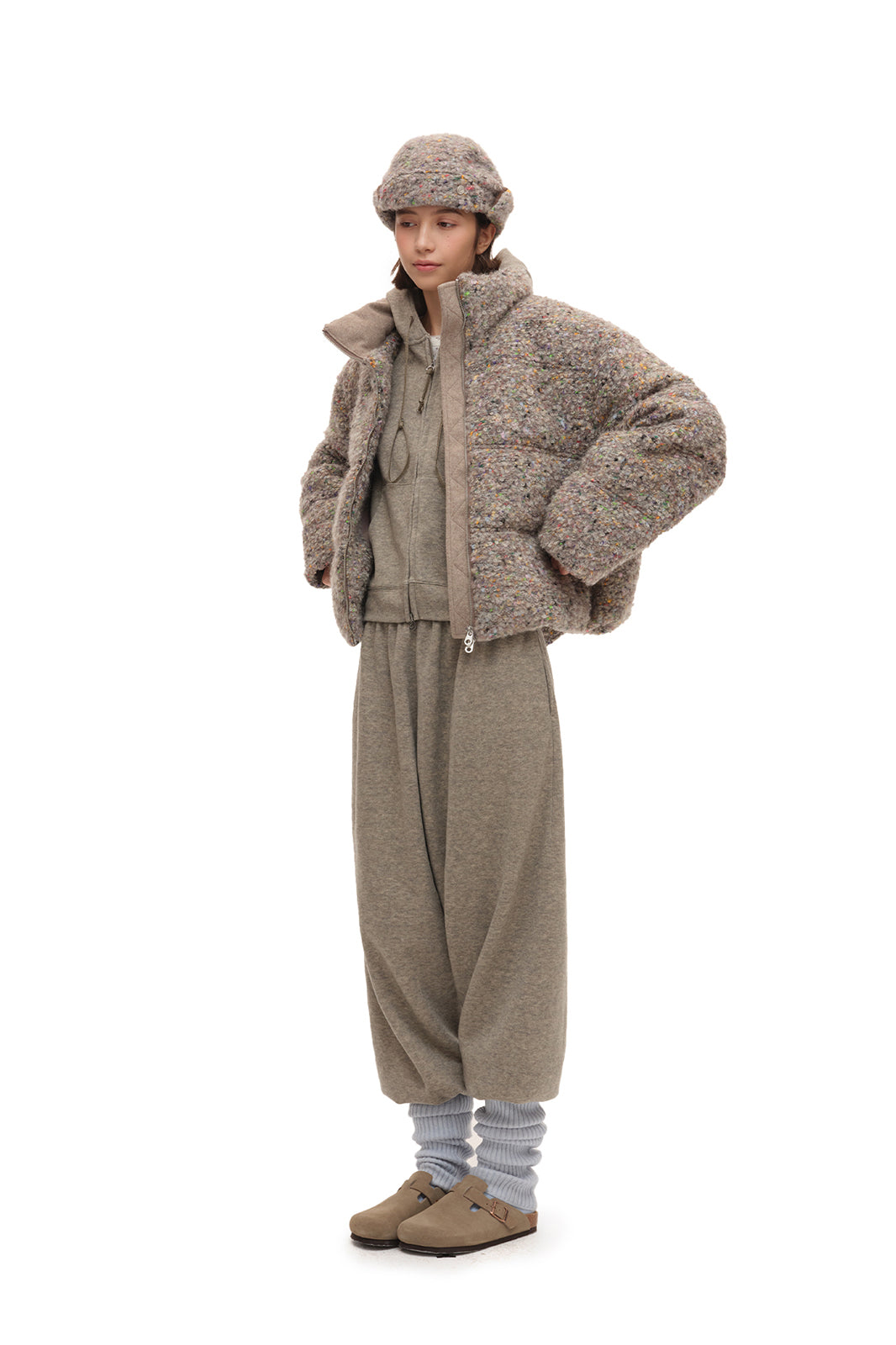 CHICCHICK Colorful Boucle Wool-Blend Down Jacket
