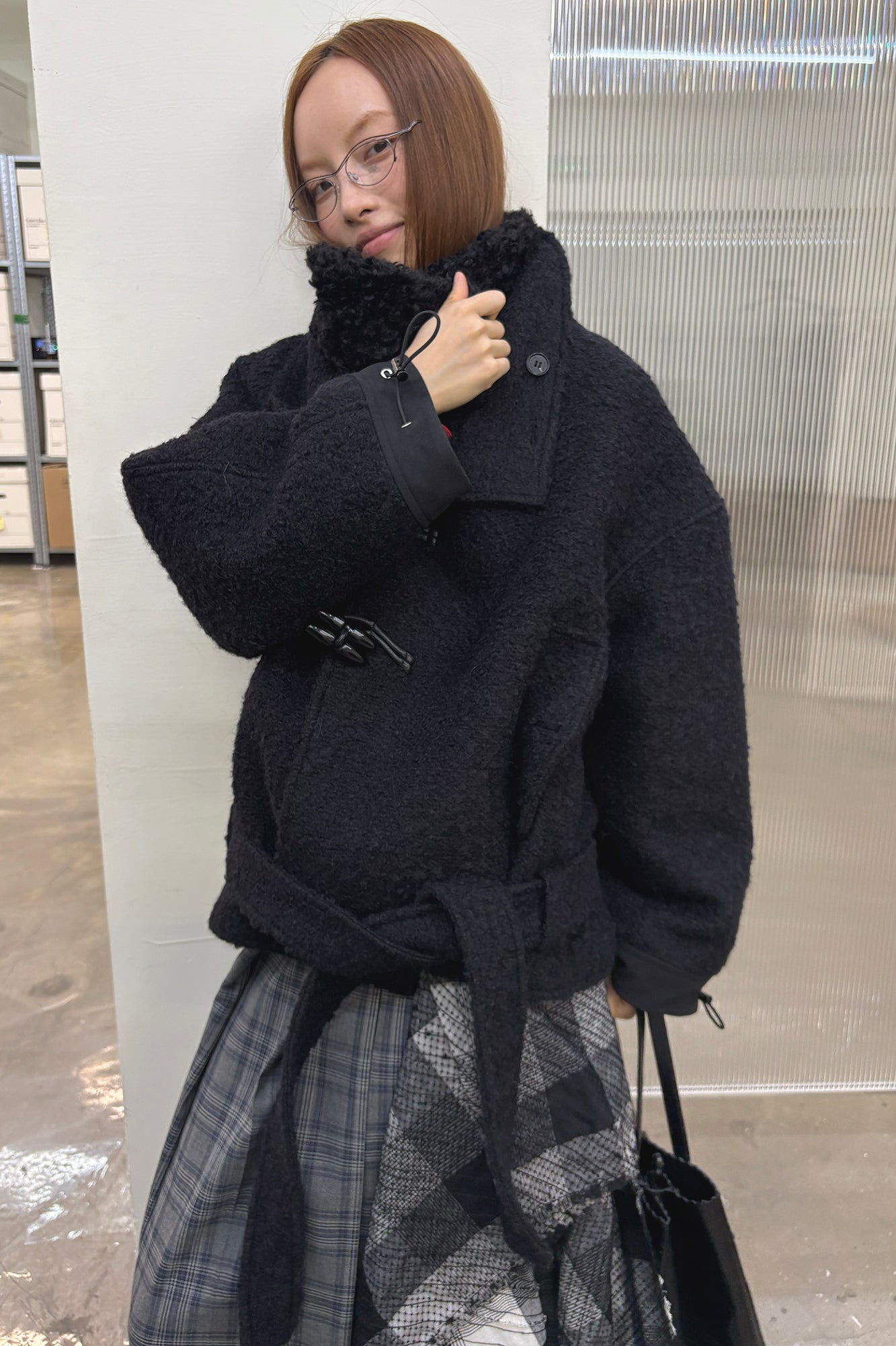 NEVERSEEZ Toggle Belted Wool-Blend Jacket