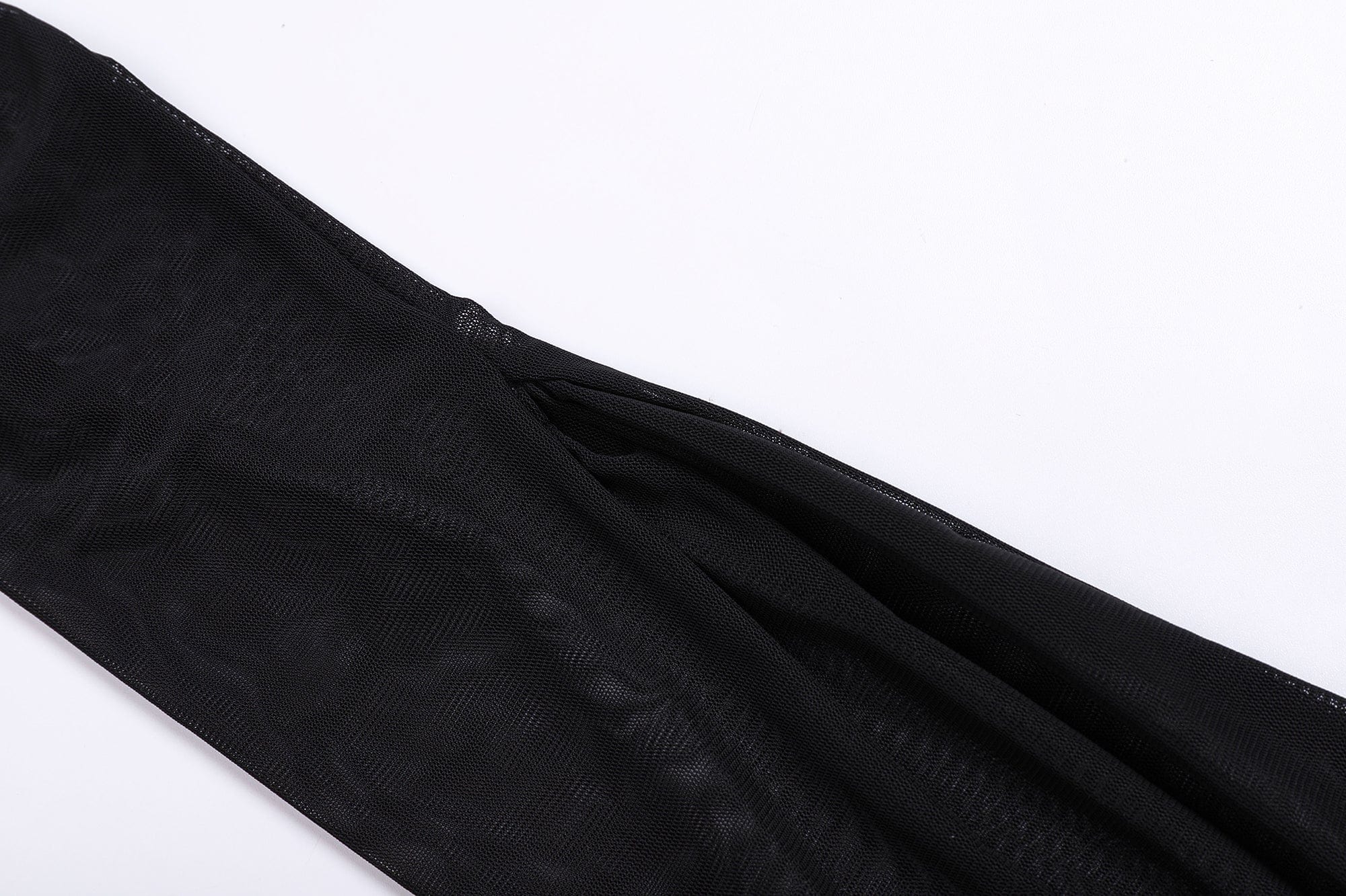 FAYCHUI Sheer Ruched Off-Shoulder Long Sleeve Top