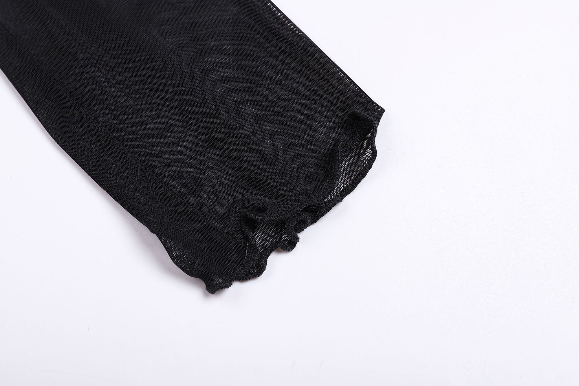 FAYCHUI Sheer Ruched Off-Shoulder Long Sleeve Top