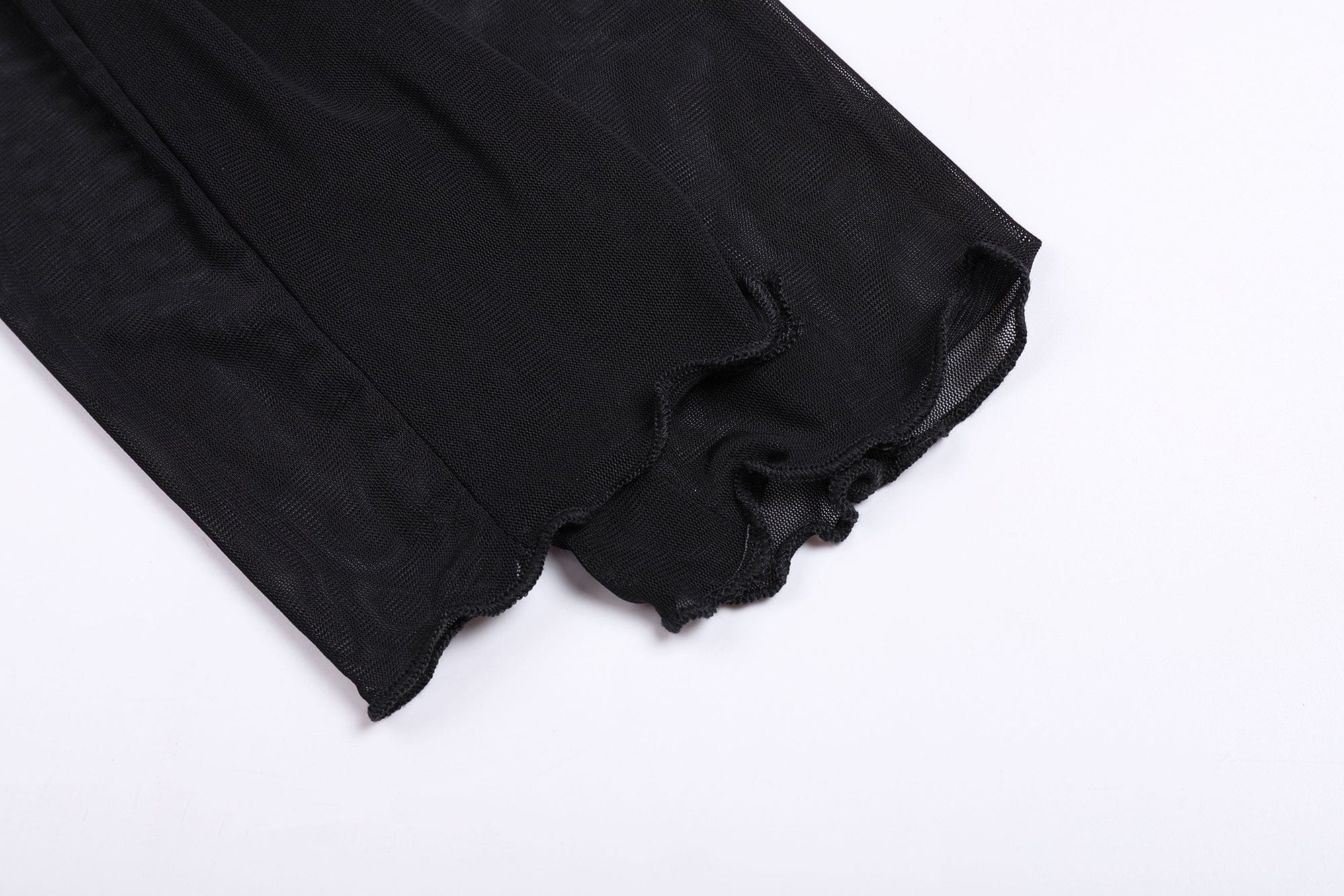 FAYCHUI Sheer Ruched Off-Shoulder Long Sleeve Top