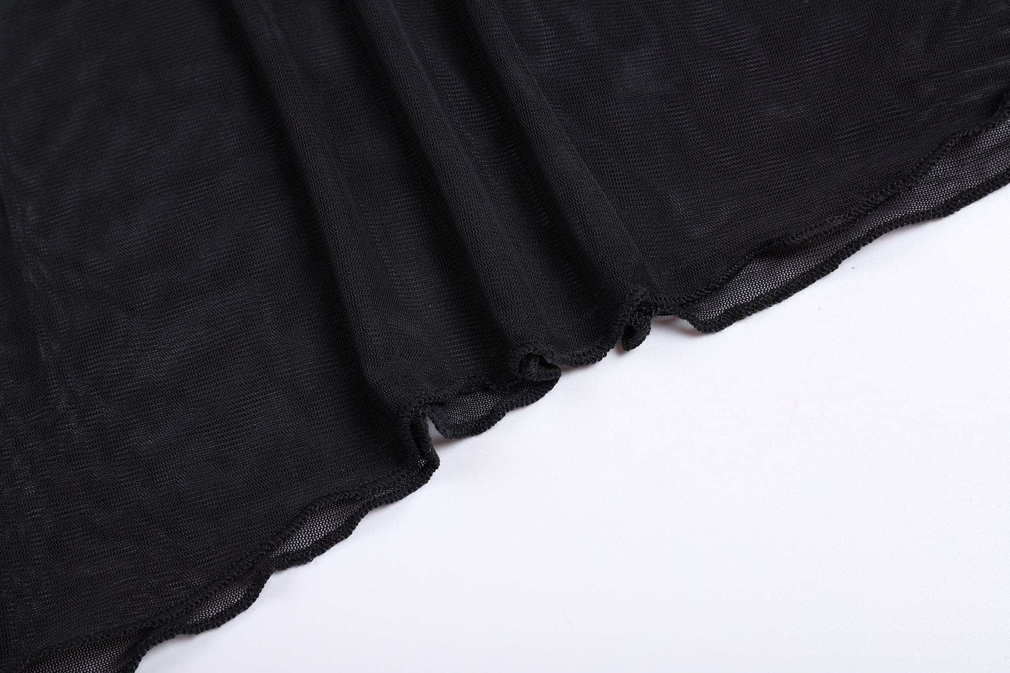 FAYCHUI Sheer Ruched Off-Shoulder Long Sleeve Top