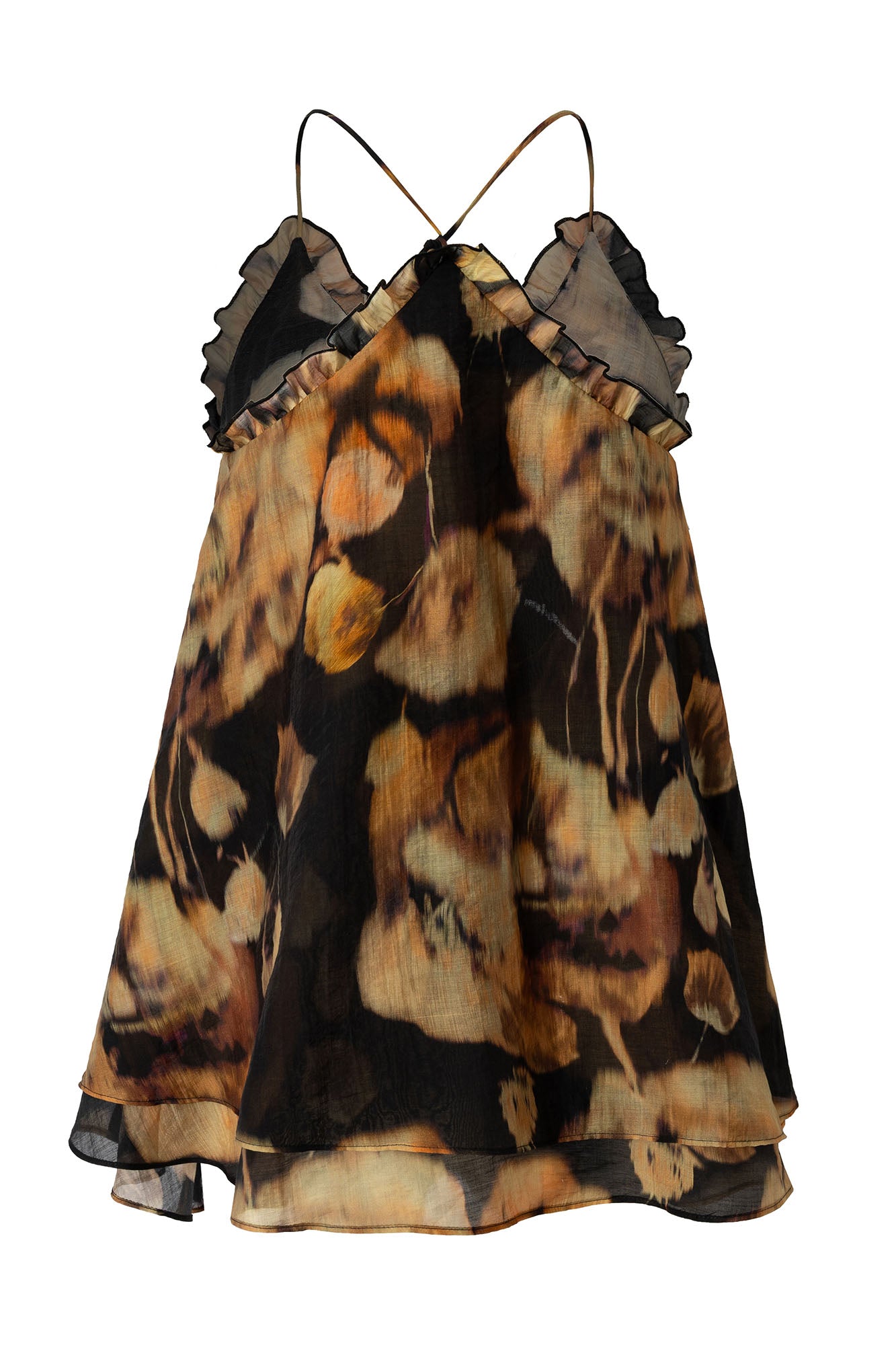MUSE NAPS Floral Tiered Ruffle V-Neck Tank Top