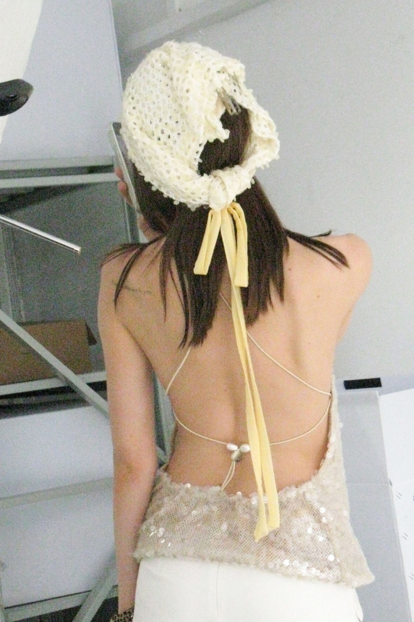 NEVER OFFEND L ANGEL Convertible Sequin Openwork Headscarf