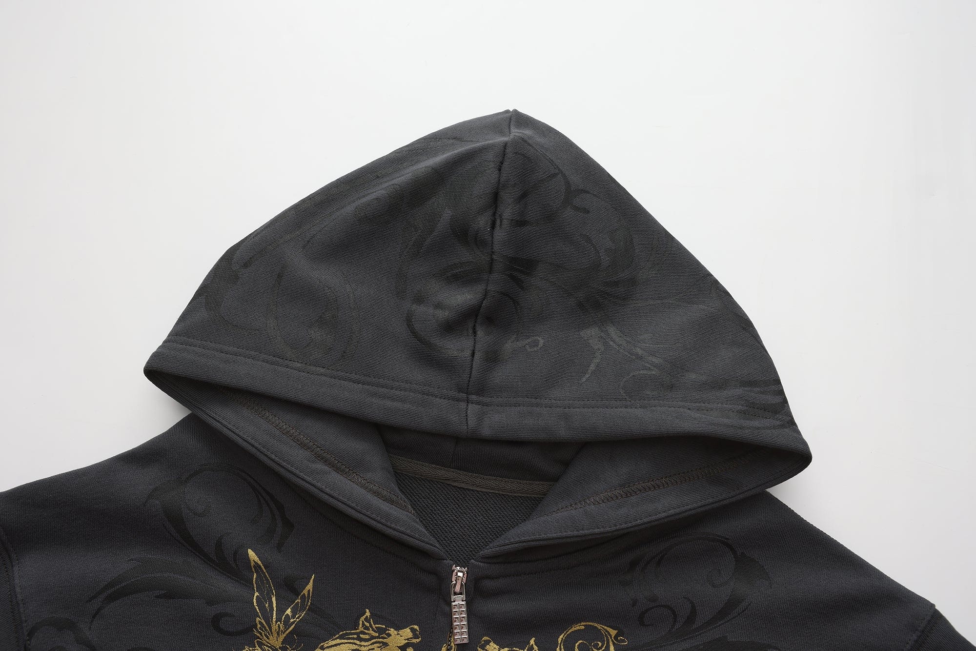 FAYCHUI Baroque Gold Foil Graphic Zip Hoodie