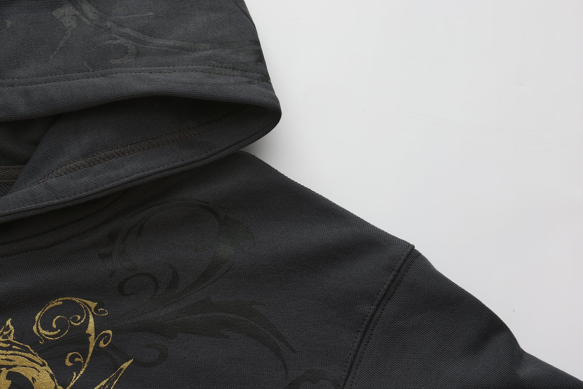 FAYCHUI Baroque Gold Foil Graphic Zip Hoodie