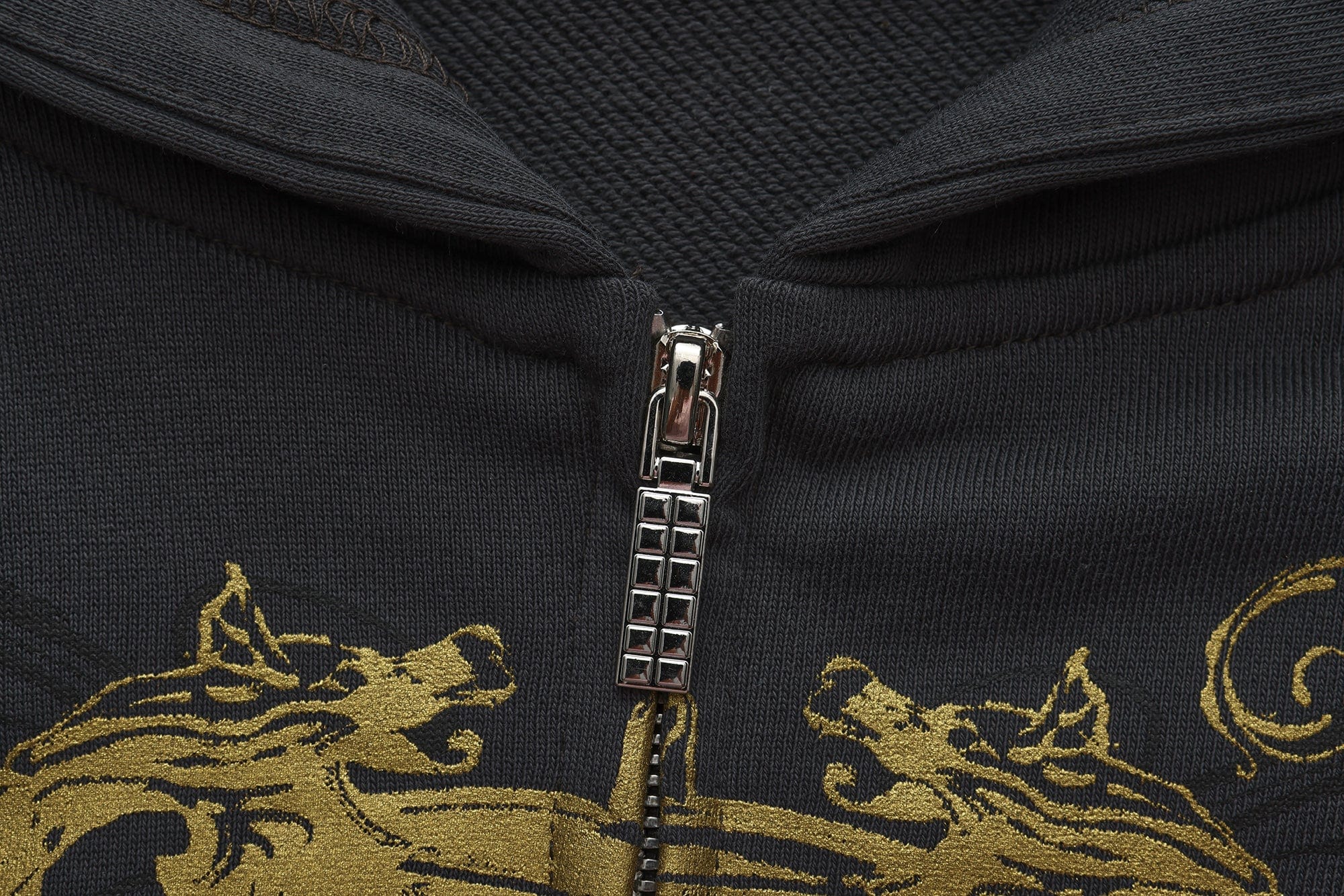 FAYCHUI Baroque Gold Foil Graphic Zip Hoodie