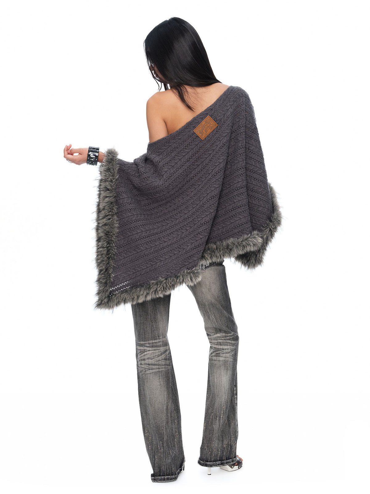 JYOSEI Merino Wool-Blended Cable-Knit Poncho