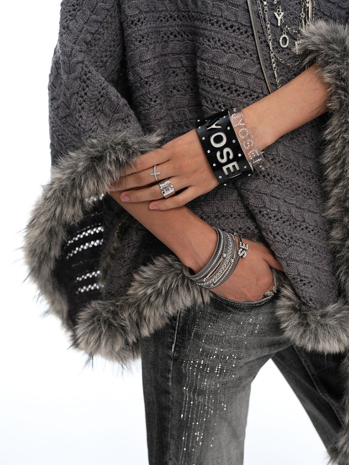 JYOSEI Merino Wool-Blended Cable-Knit Poncho