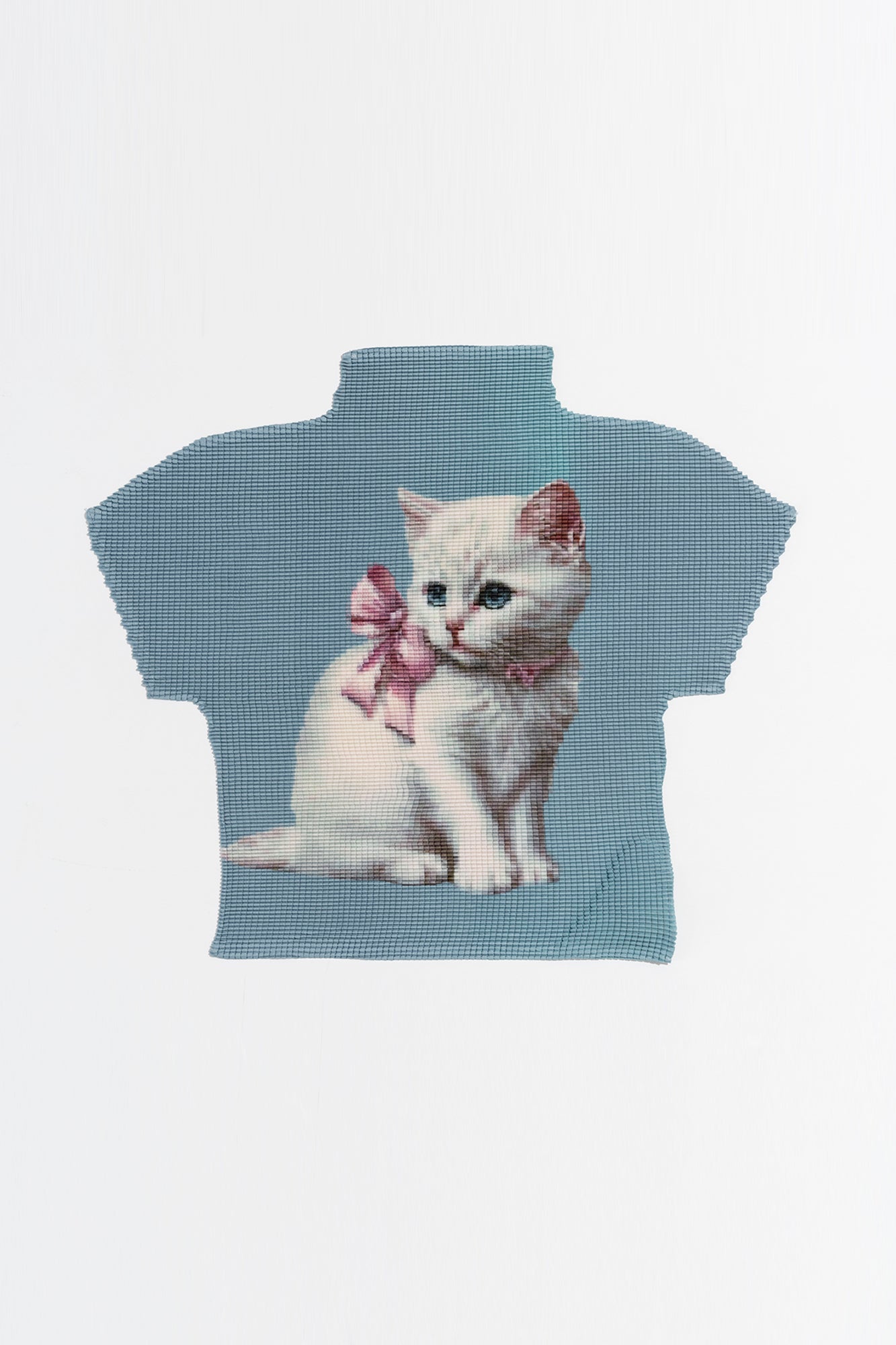 MOF Bow Kitten Graphic Pleated T-Shirt