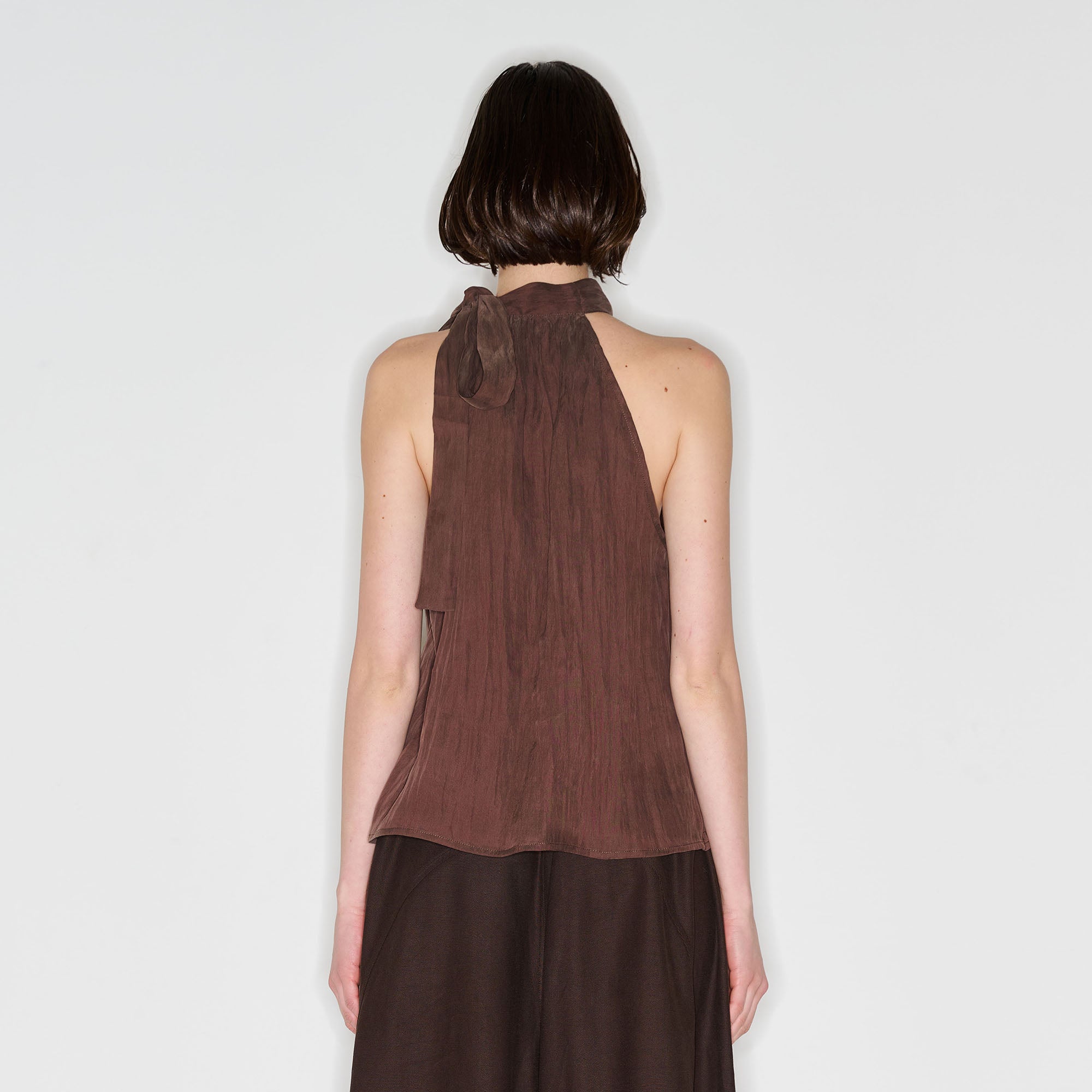 MUSE NAPS Tencel Halter-Neck Tie-Front Tank Top