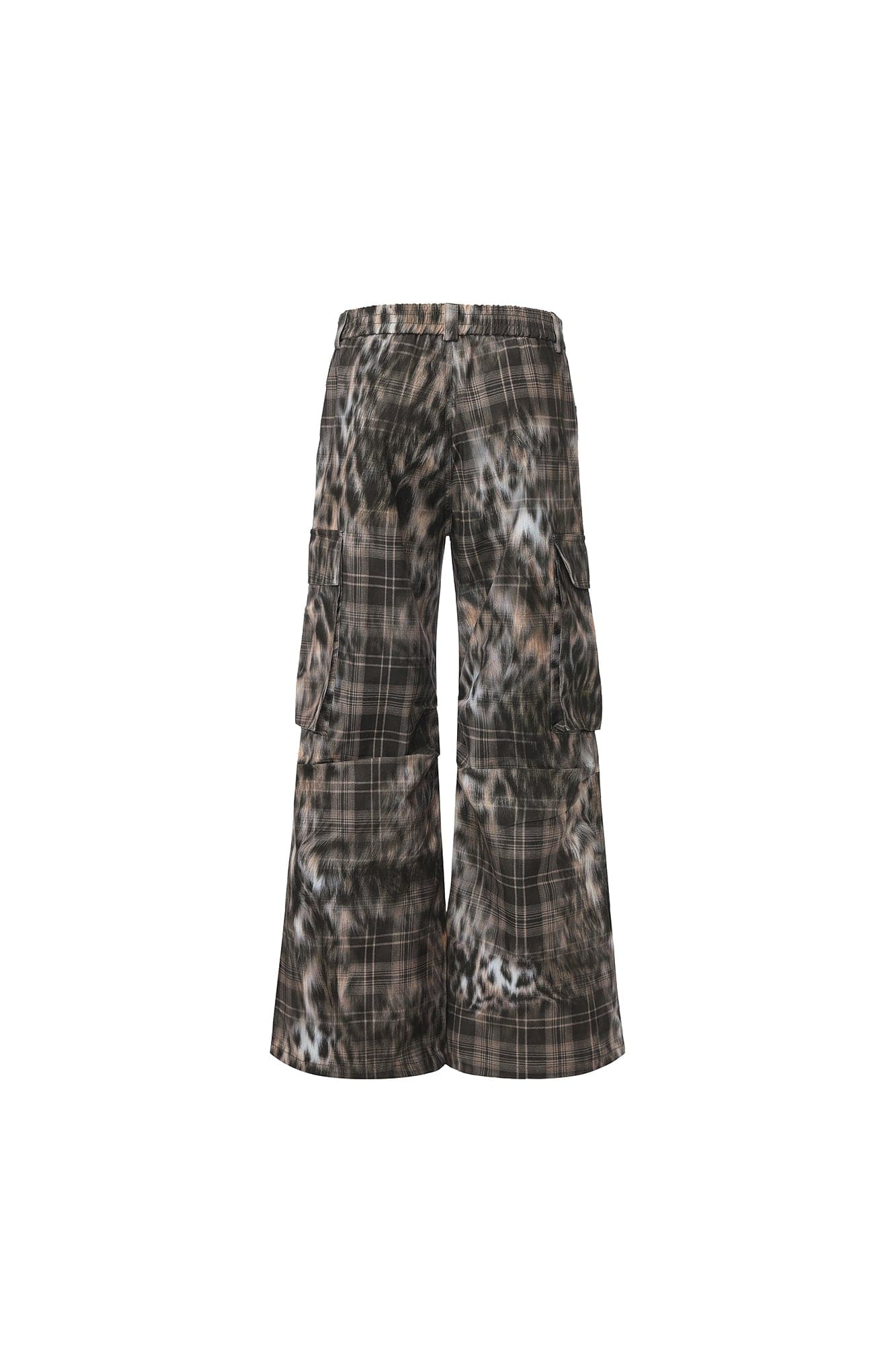 FAYCHUI Multi-Pocket Leopard Plaid Utility Pants